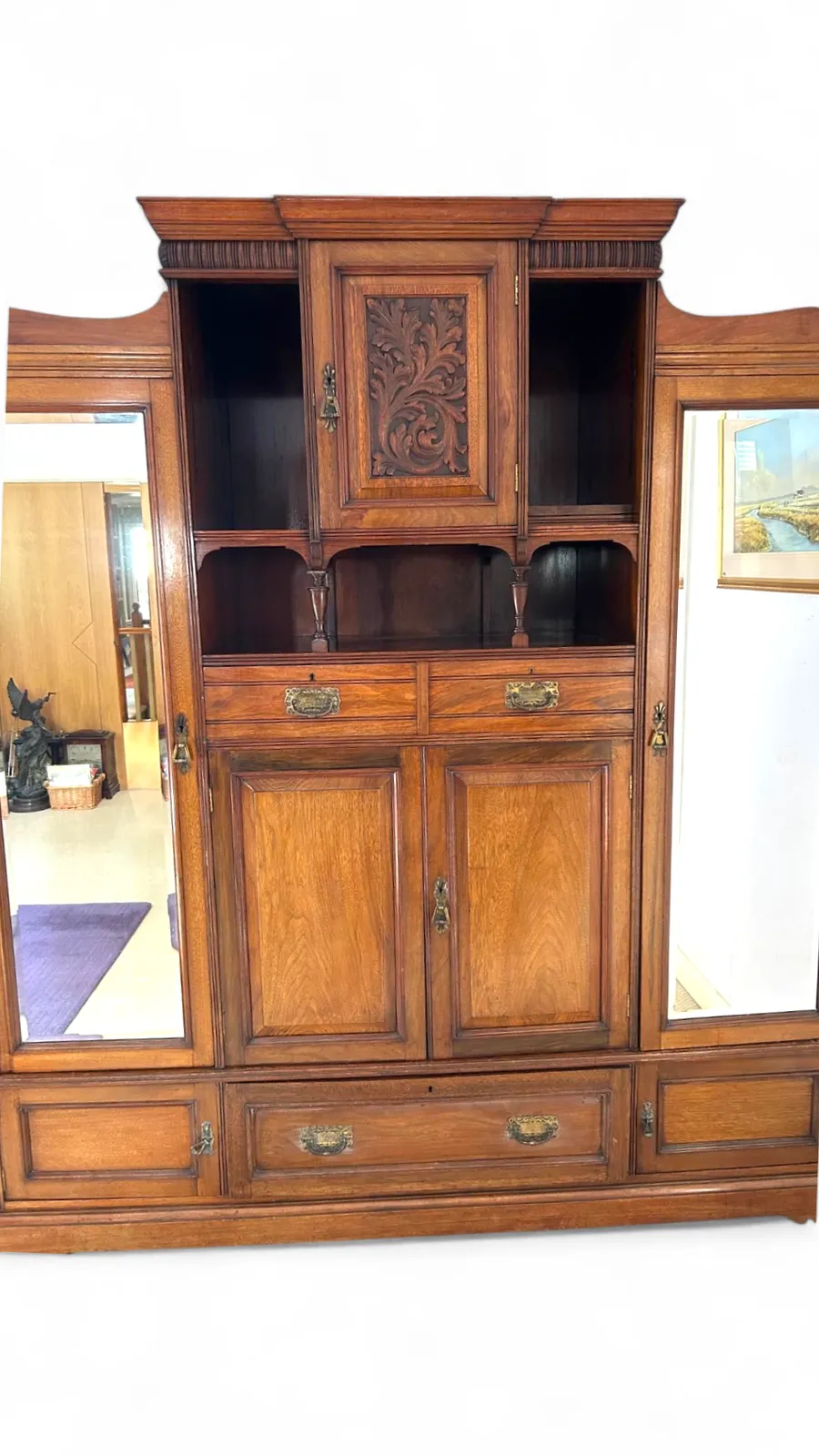 Wonderful Edwardian Oak Compactum Or Wardrobe C.1910 photo furniture