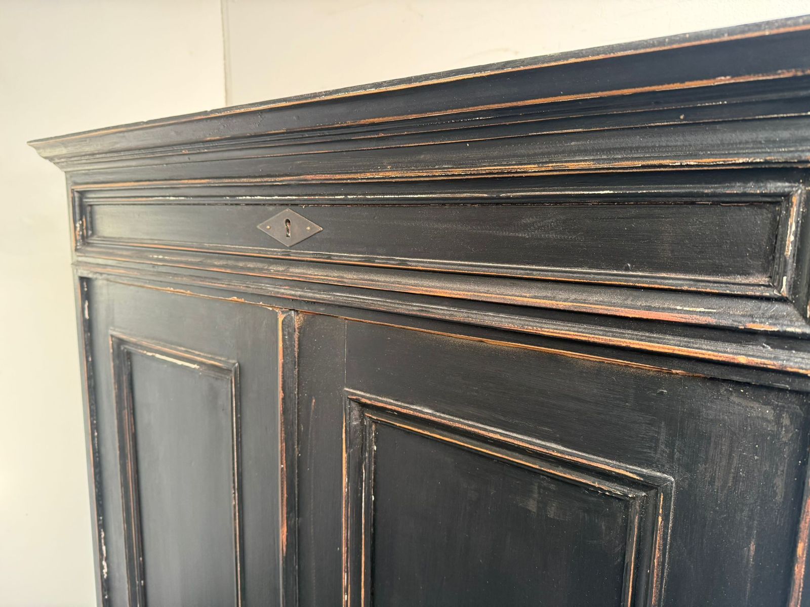A Victorian Pine Painted Black 1 Drawer Child / Hall Wardrobe photo vintage