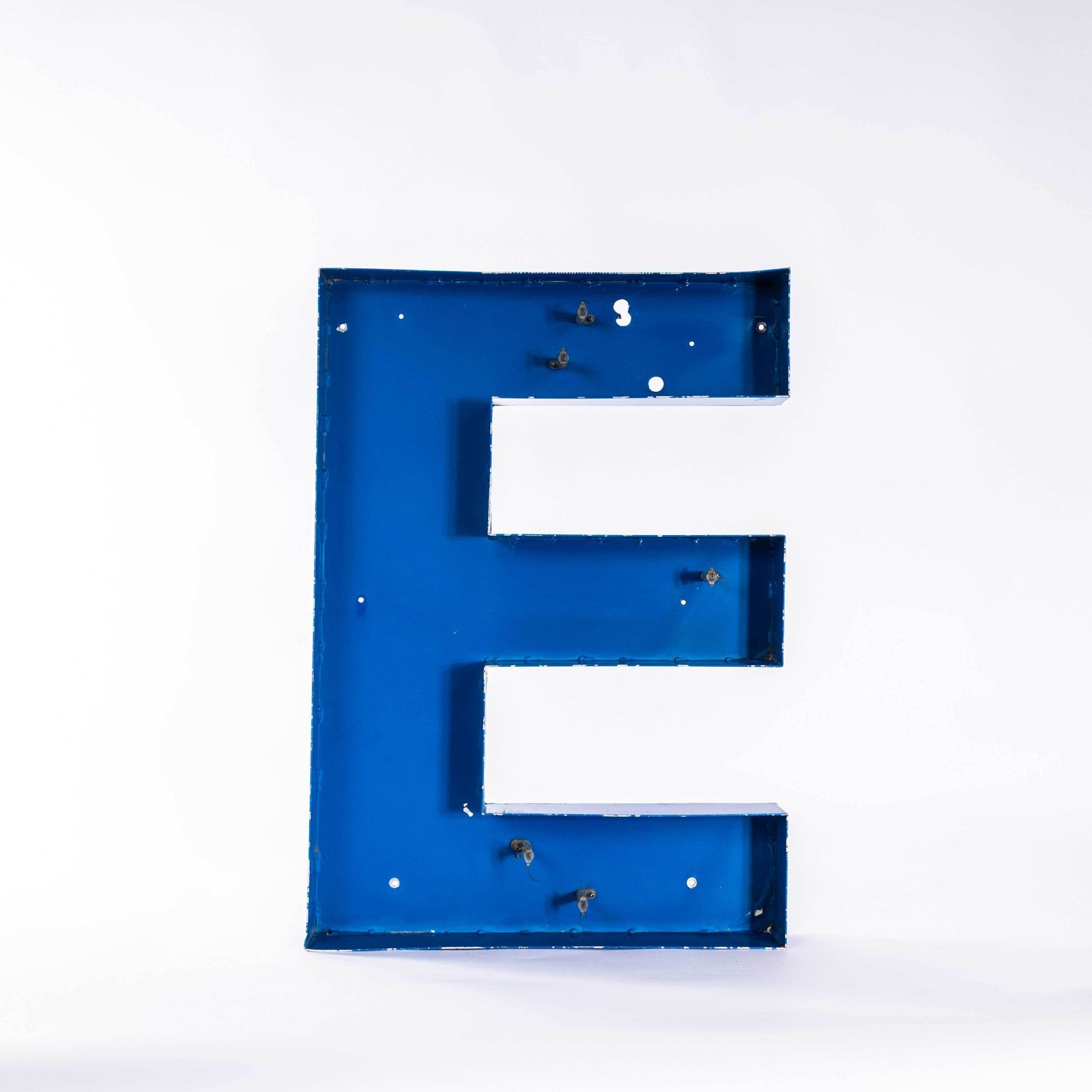 1950's Original Large French Metal Shop Signage Letters   Letter E
