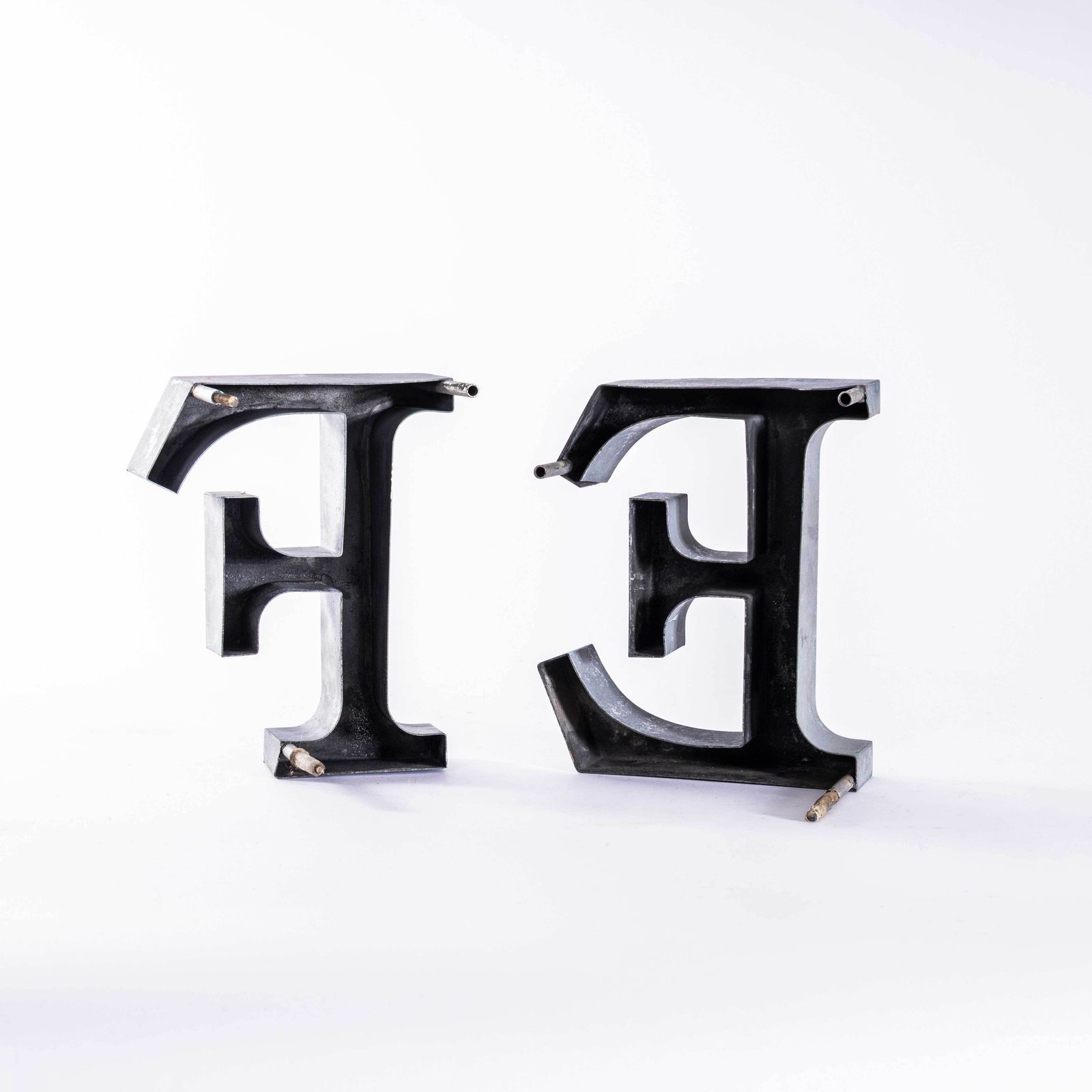1950's Original Large French Metal Shop Signage Letters   Letter E photo for sale