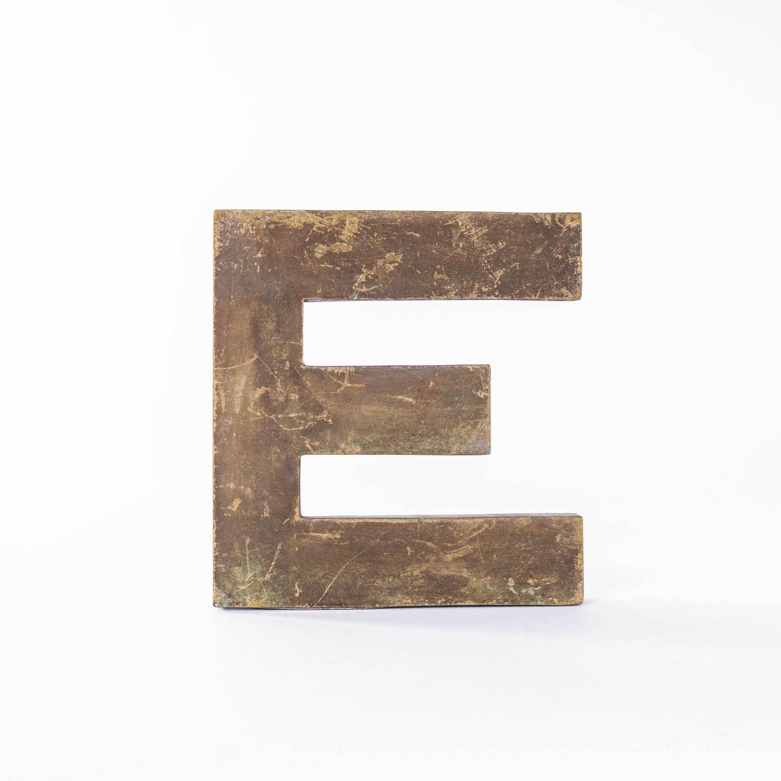 1950's Original Large French Metal Shop Signage Letters   Letter E