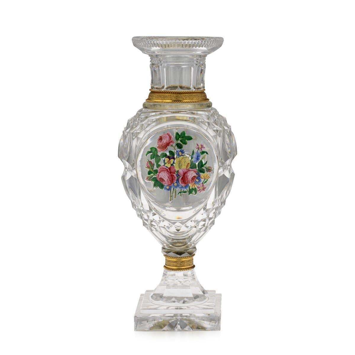 Antique 19thc French Baccarat & Ormolu Mounted "The Jokelson Vases" C.1830 photo vintage