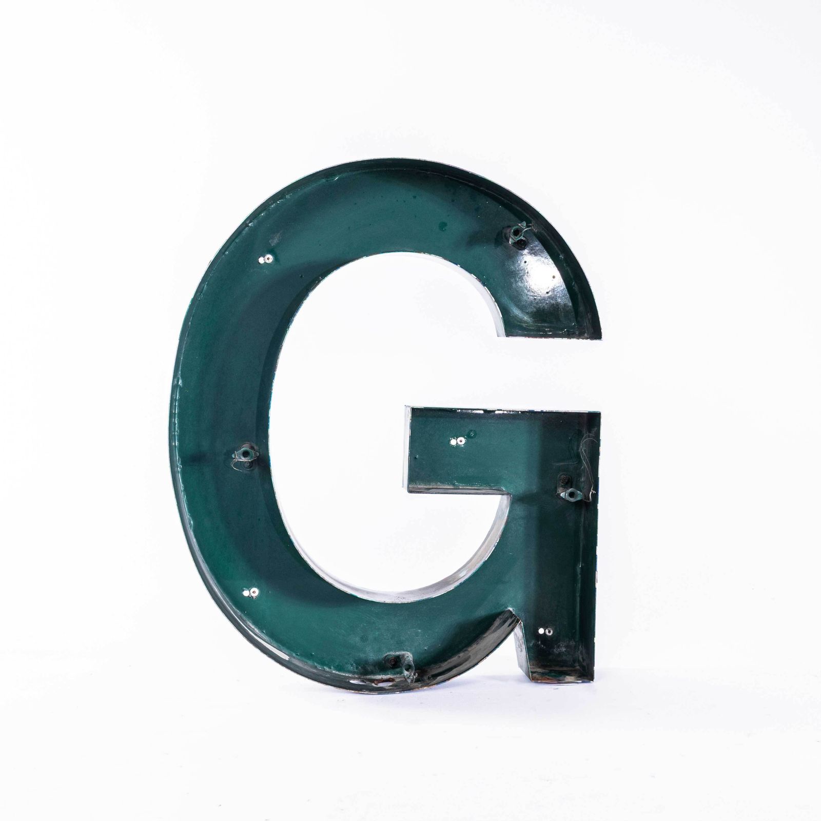 1950's Original Large French Metal Shop Signage Letters   Letter G