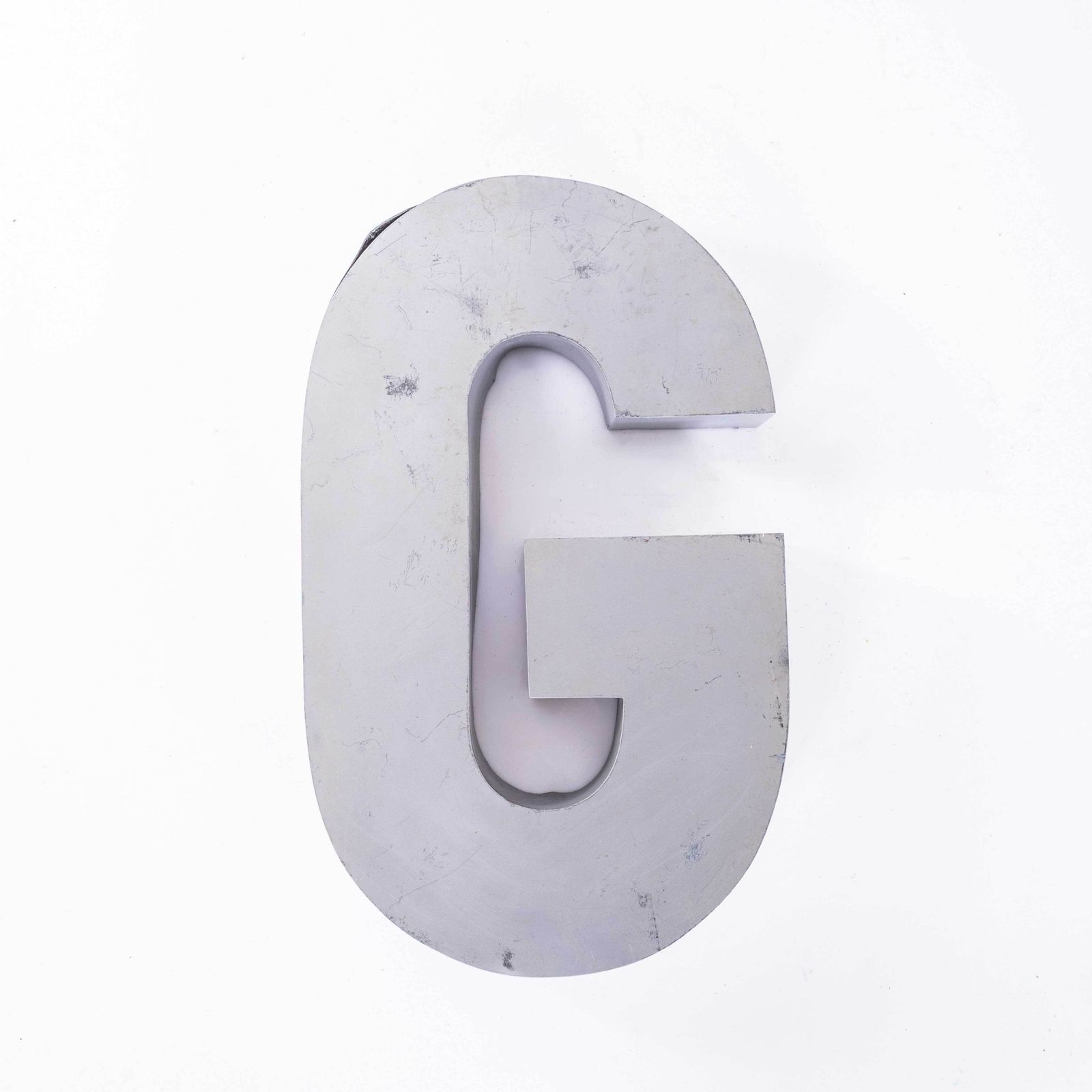 1950's Original Large French Metal Shop Signage Letters   Letter G