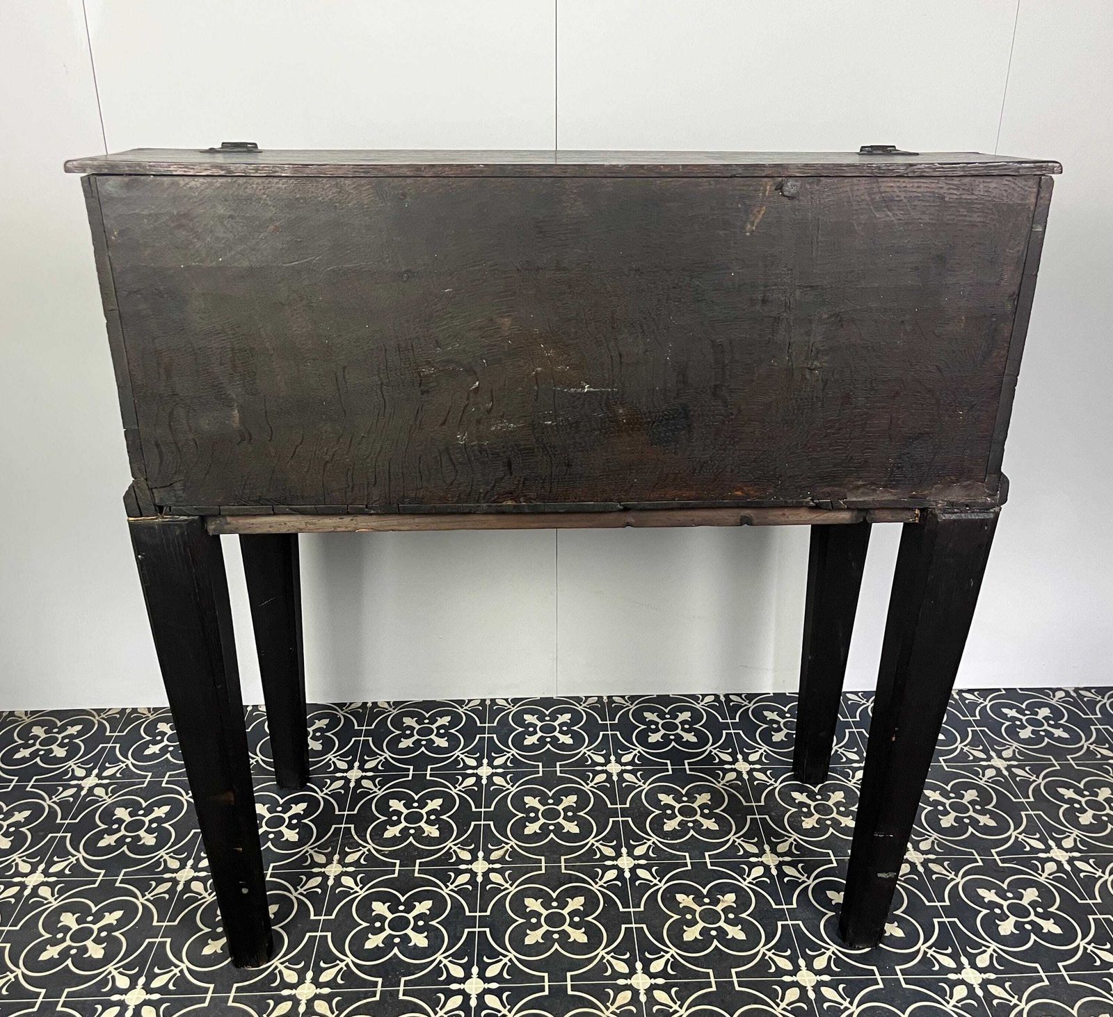 Antique George III 1765 Desk Bureau, Dark Oak With Secret Drawer photo vintage