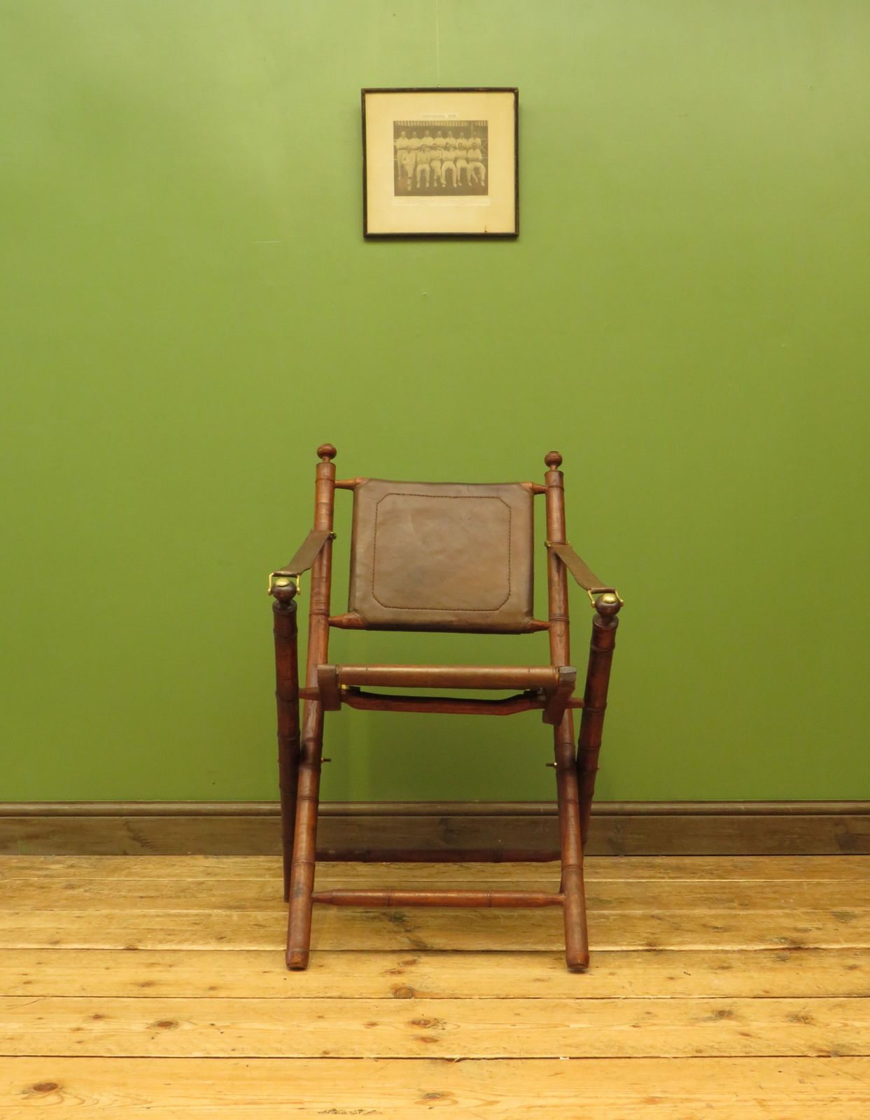 photo furniture Leather And Faux Bamboo Officers Campaign Chair