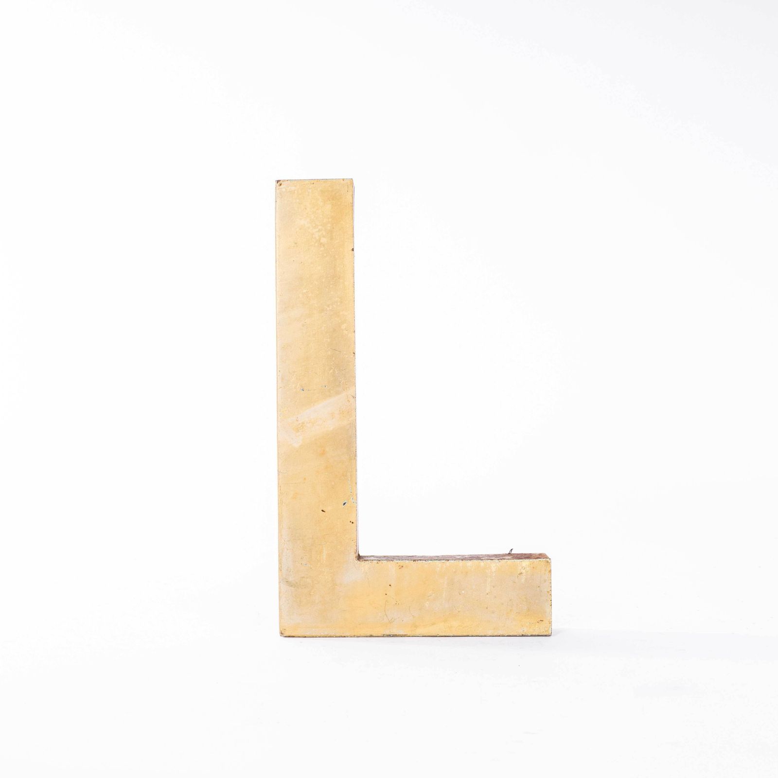 1950's Original Large French Metal Shop Signage Letters   Letter L