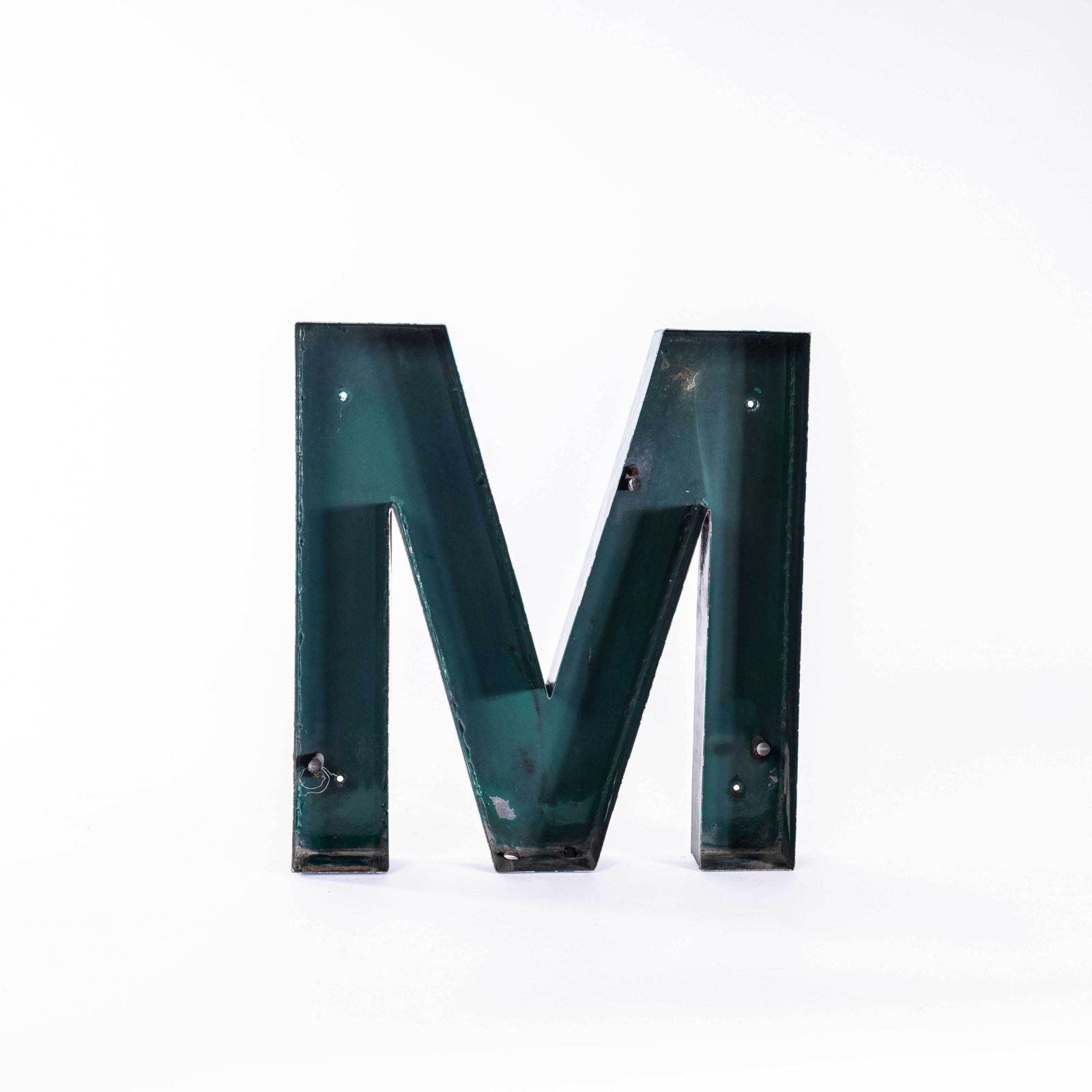 1950's Original Large French Metal Shop Signage Letters   Letter M
