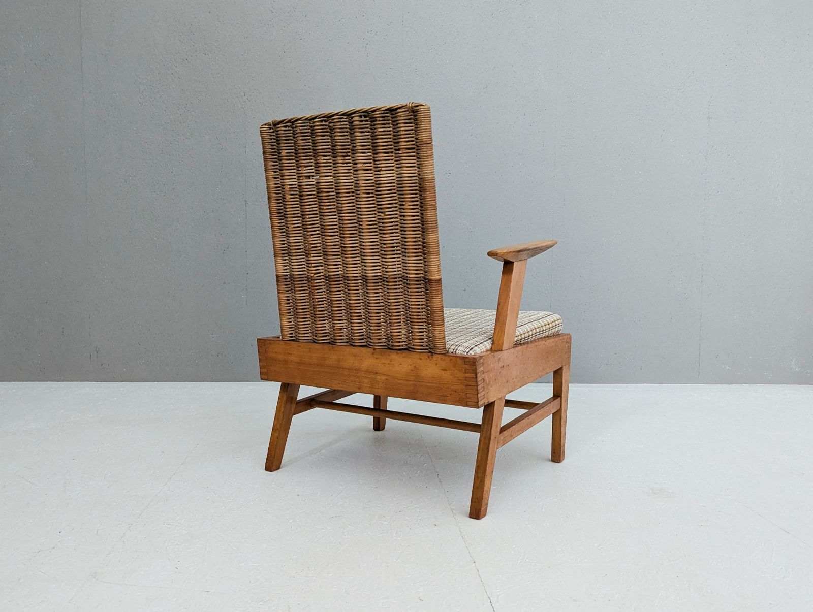 990.0 Sculptural Beech And Rattan Armchair With Footstool By úľuv, 1960s photo