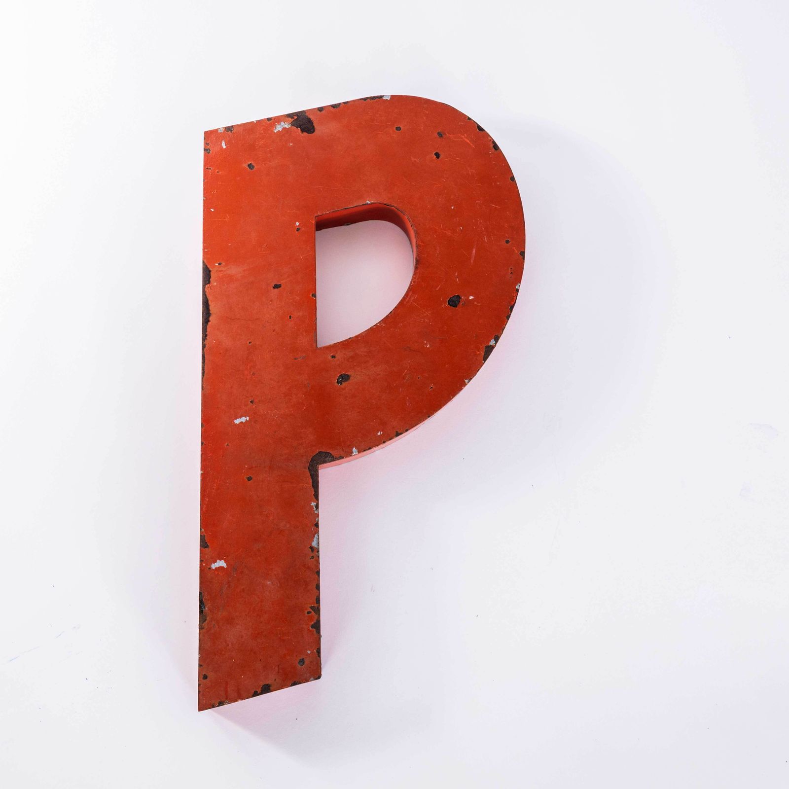 1950's Original Large French Metal Shop Signage Letters   Letter P