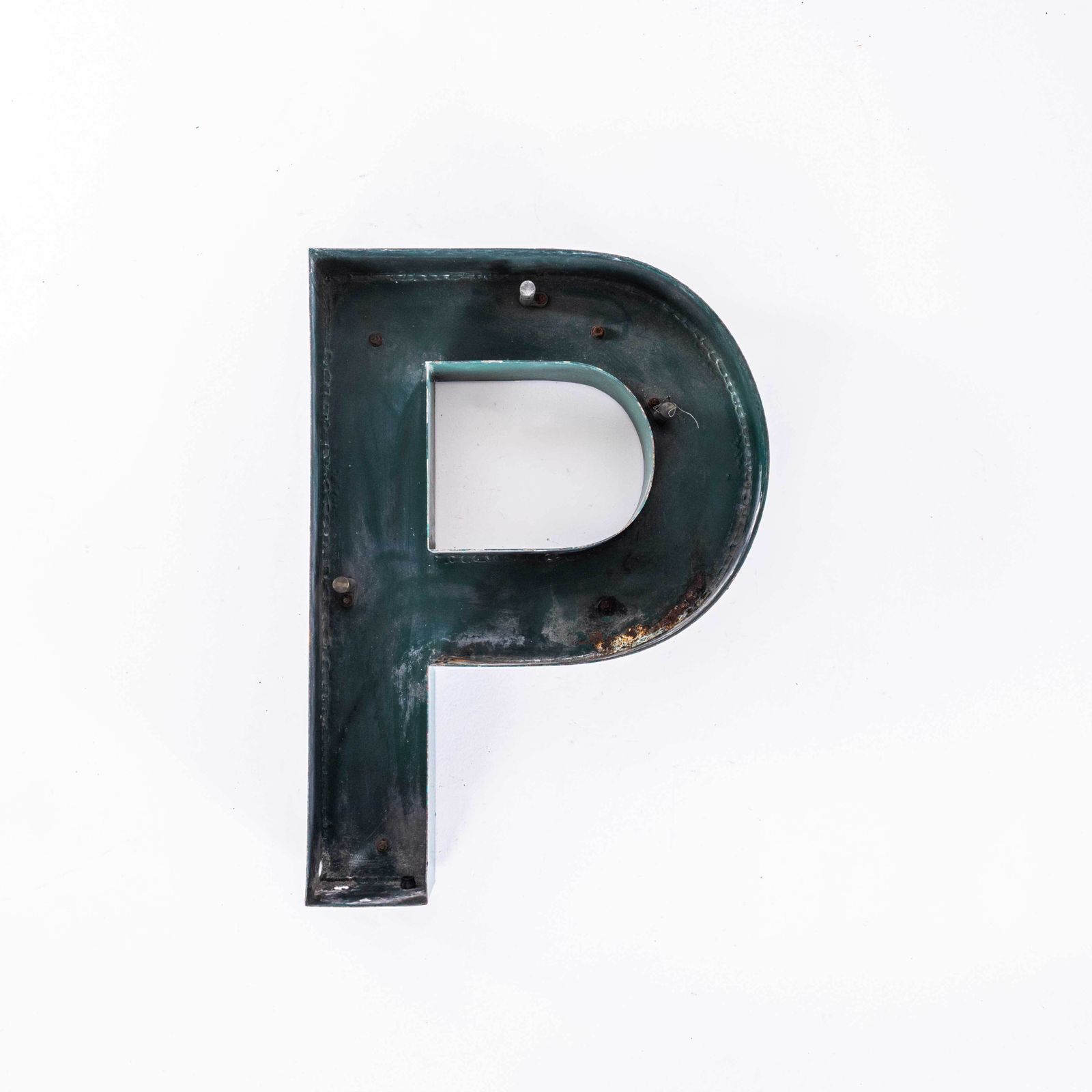 1950's Original Large French Metal Shop Signage Letters   Letter P
