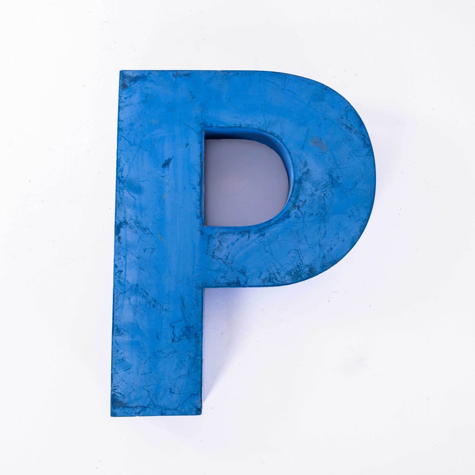 1950's Original Large French Metal Shop Signage Letters   Letter P