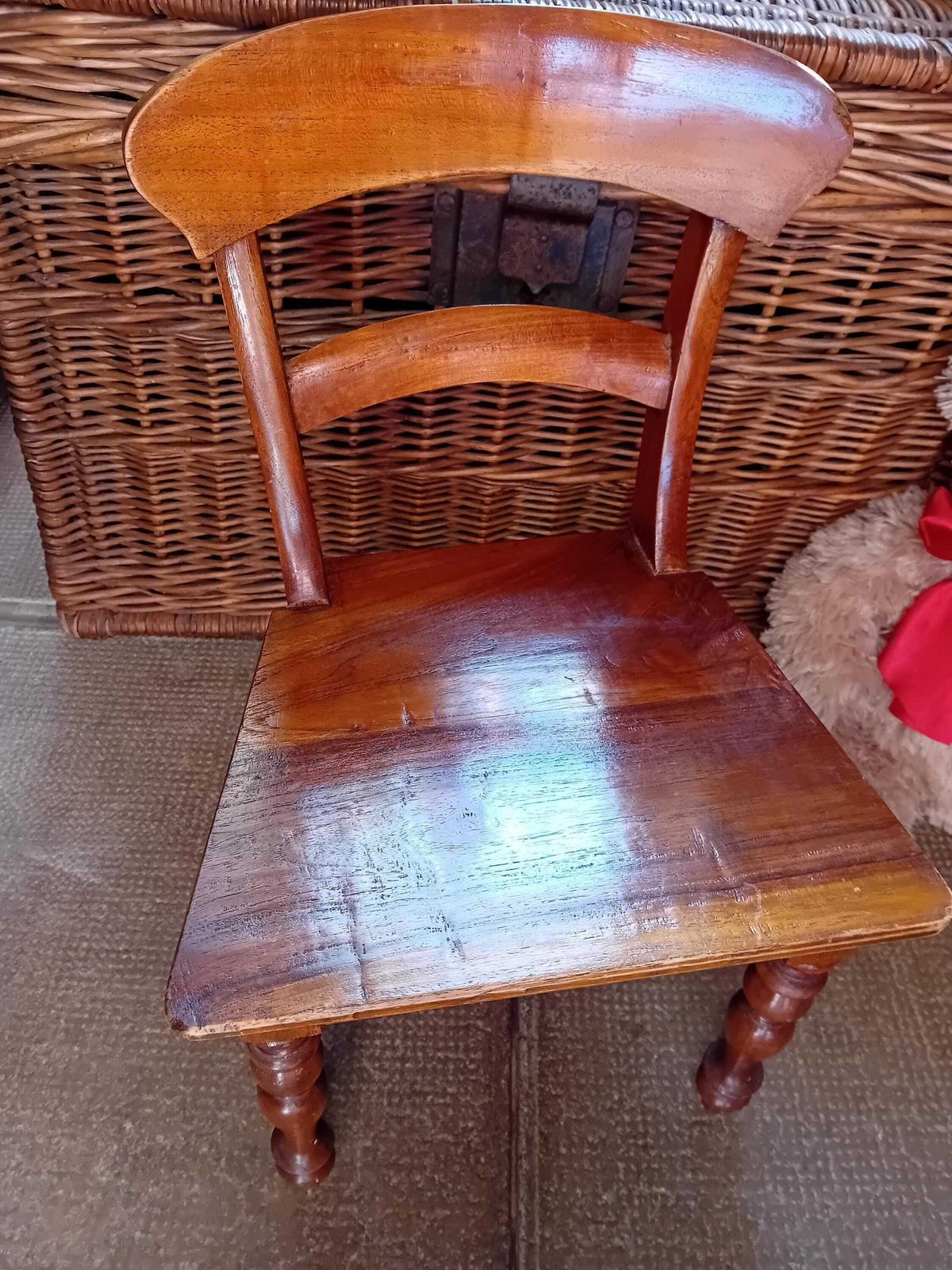 Walnut Wood Doll Chair: French Vintage Victorian Style