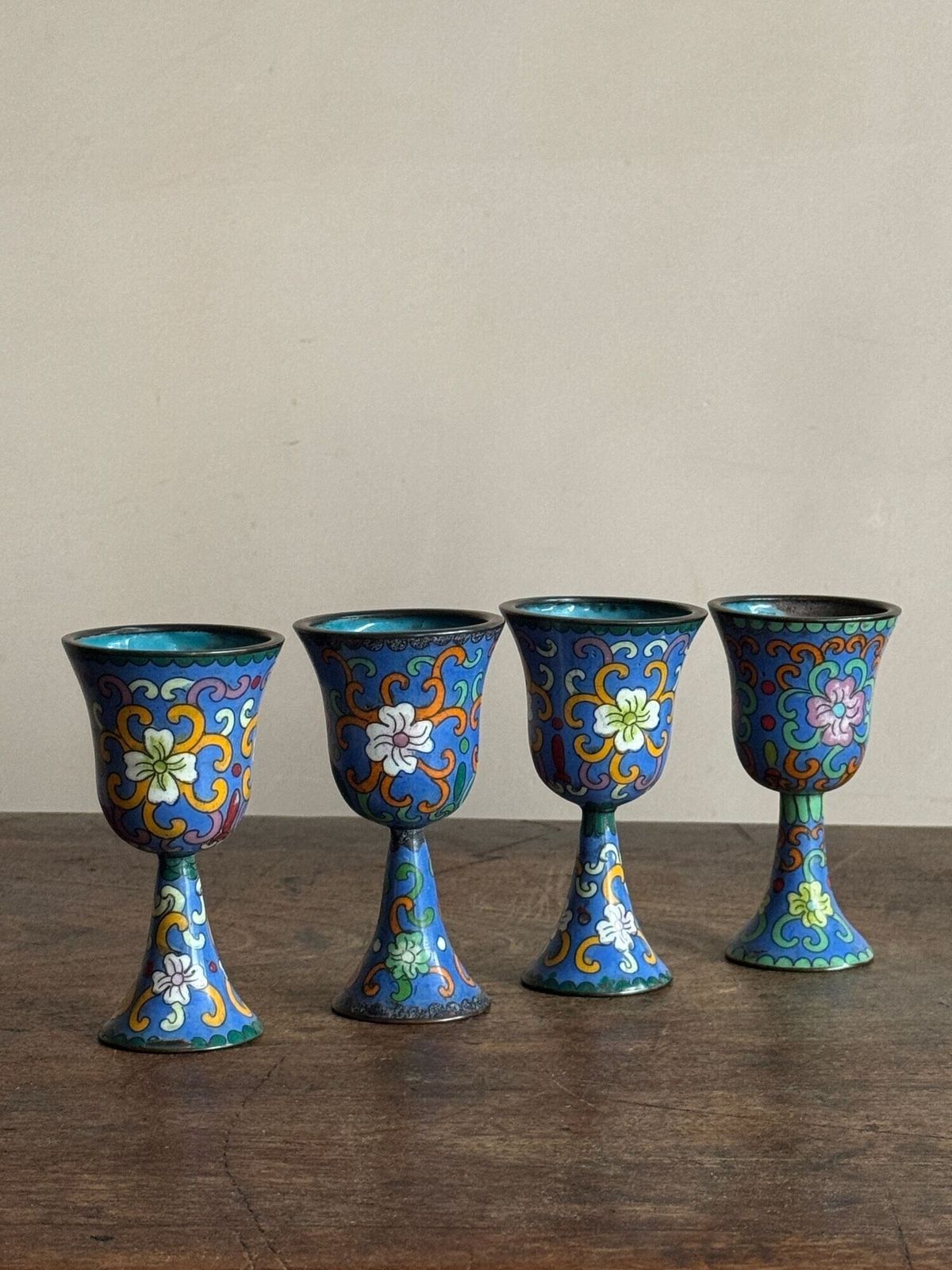 Cloisonné Enamel Ewes And Stem Cups photo buy
