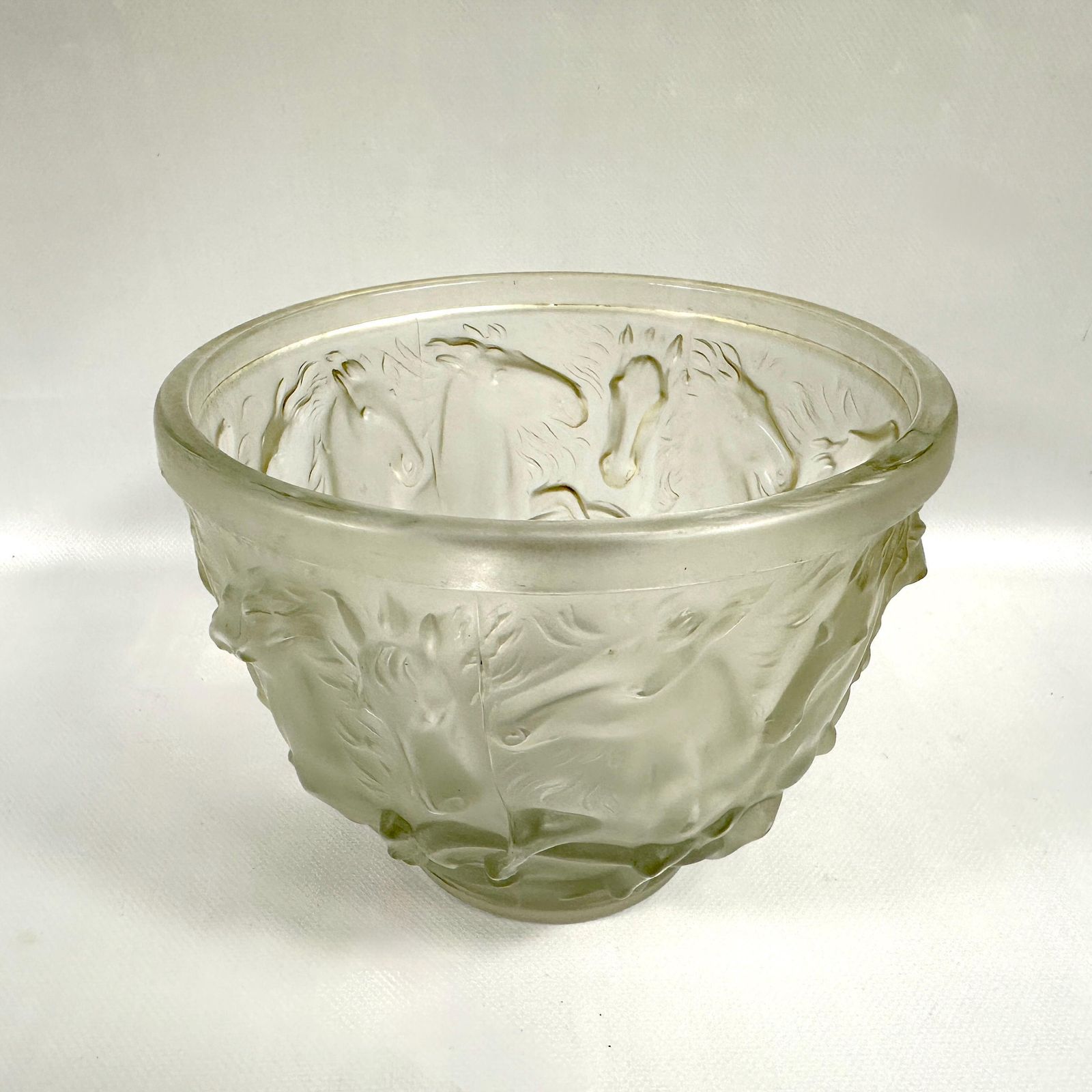 1930s Barolac ‘Horses Of Poseidon’ Vintage Glass Bowl – Josef Inwald Art Deco photo for sale