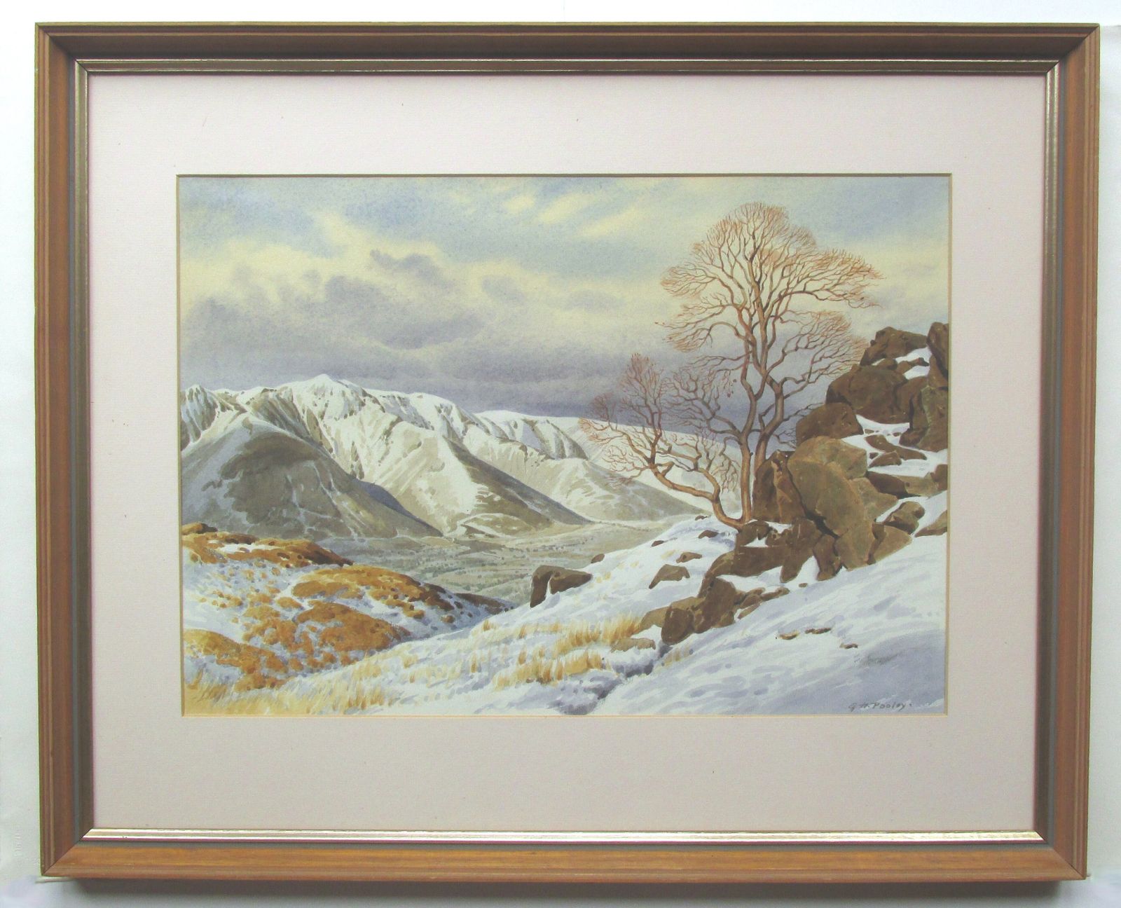 Original Signed Watercolour 'A Winter Landscape'  Geoffrey H Pooley (1908 2006) photo for sale