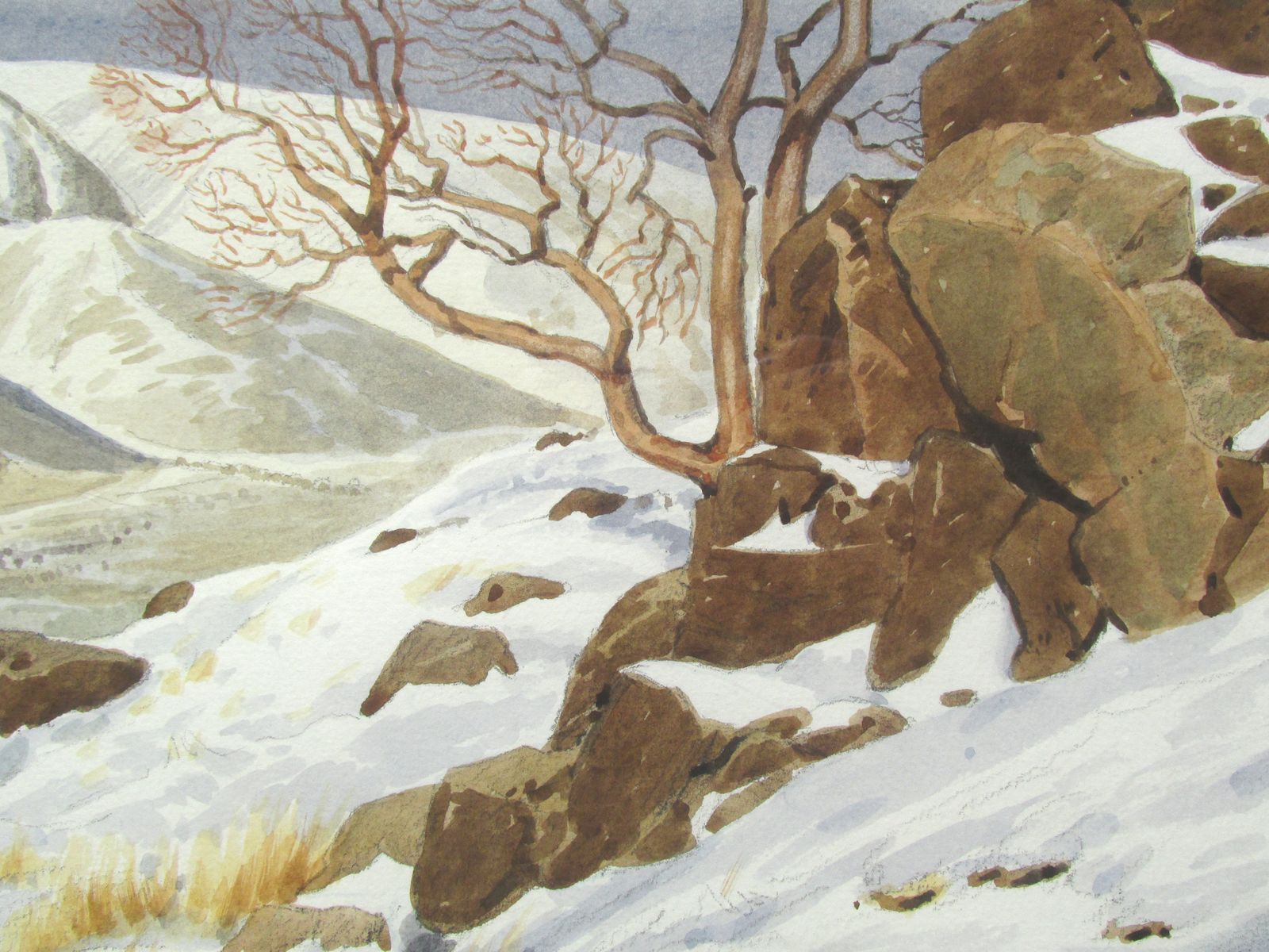 Original Signed Watercolour 'A Winter Landscape'  Geoffrey H Pooley (1908 2006) photo 170.0