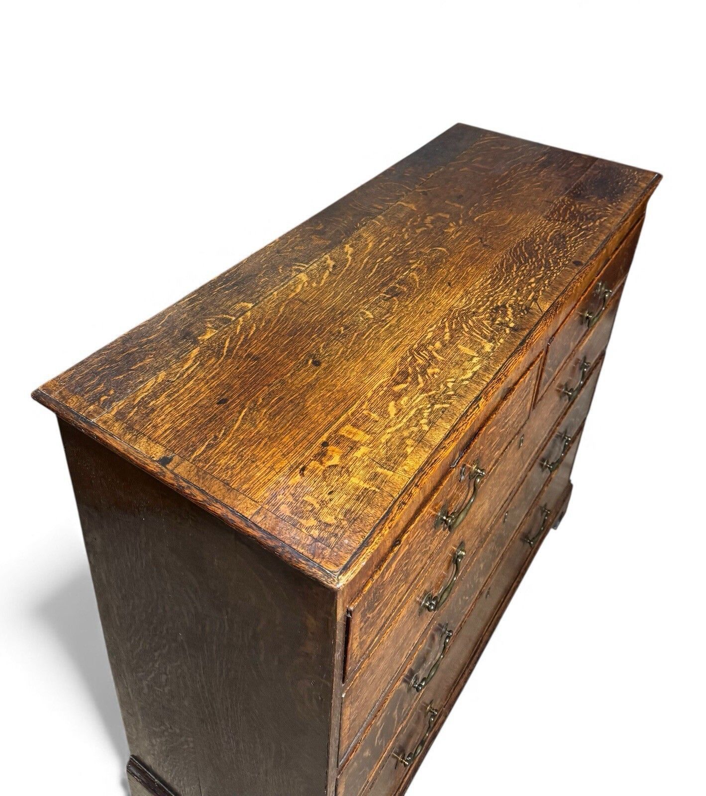 photo for sale Antique Oak Cross Banded Chest Of Drawers Georgian C1760s Og Feet