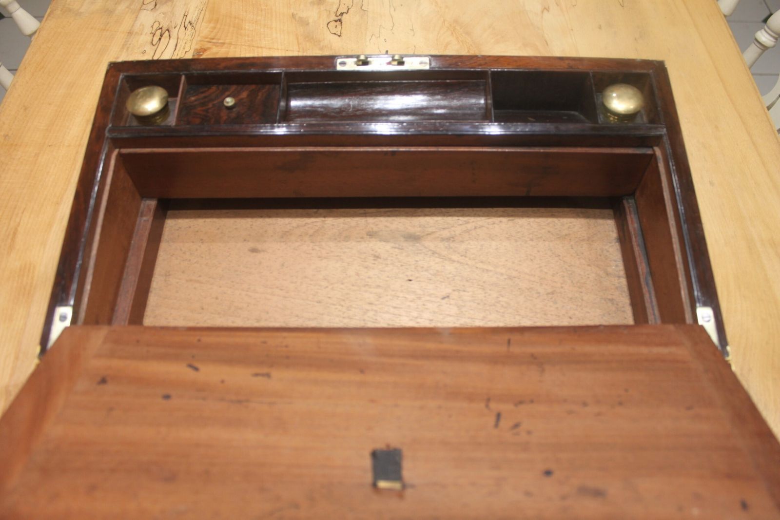 photo furniture A Substantial And Impressive Late Georgian Rosewood And Brass Inlaid Writing Slope With Secret Drawers.