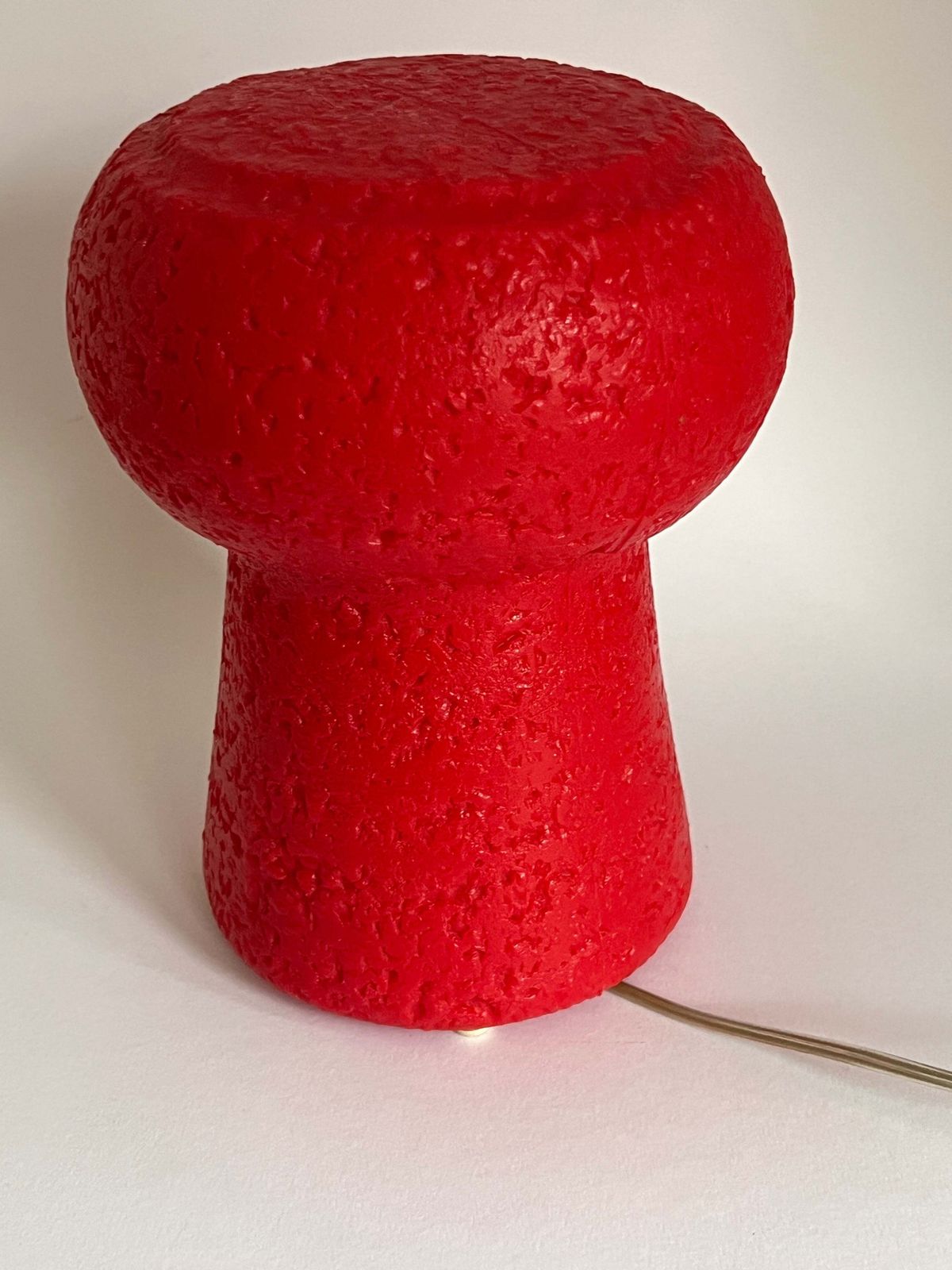 photo for sale Mid Century Red Champagne Cork Lamp By Pierfrancesco Arnone