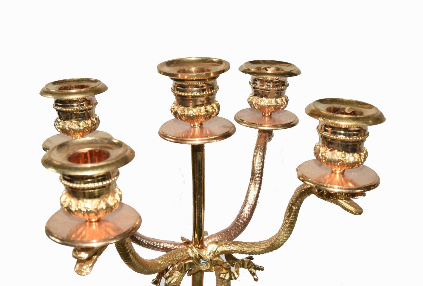 Pair French Empire Candelabras Bronze Gilt Figurines photo for sale