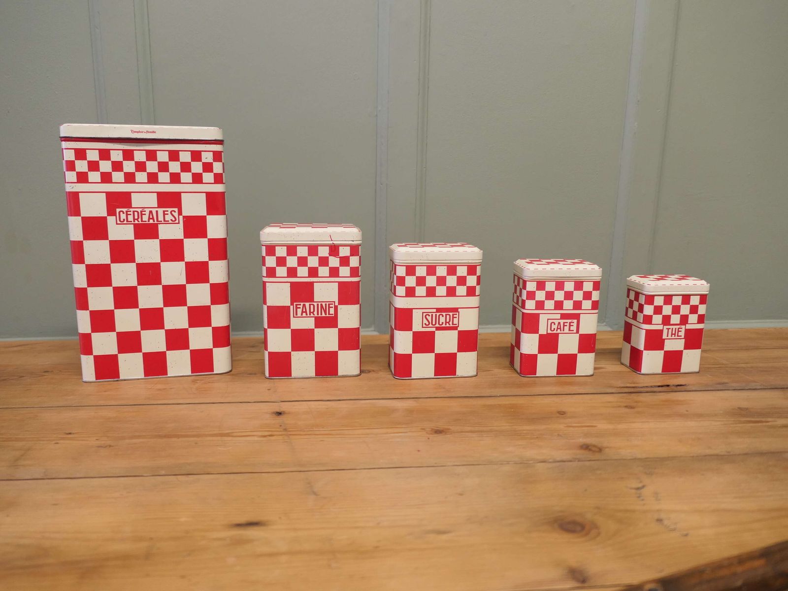 Lovely Set Of French Food Canisters Original French photo vinterior