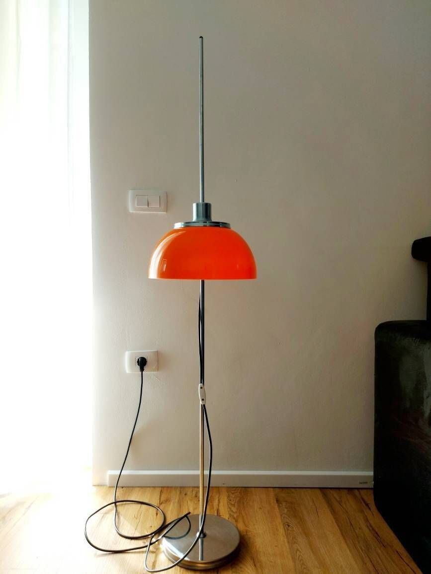 Vintage Orange Mushroom Floor Lamp: Meblo Guzzini Space Age Lighting photo for sale