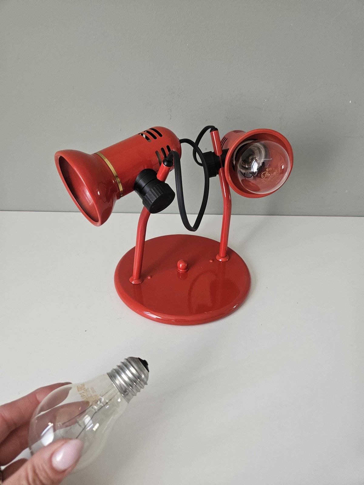 Vintage Red Double Spotlight Lamp: Mid Century Modern Ceiling/Wall Light photo Lighting