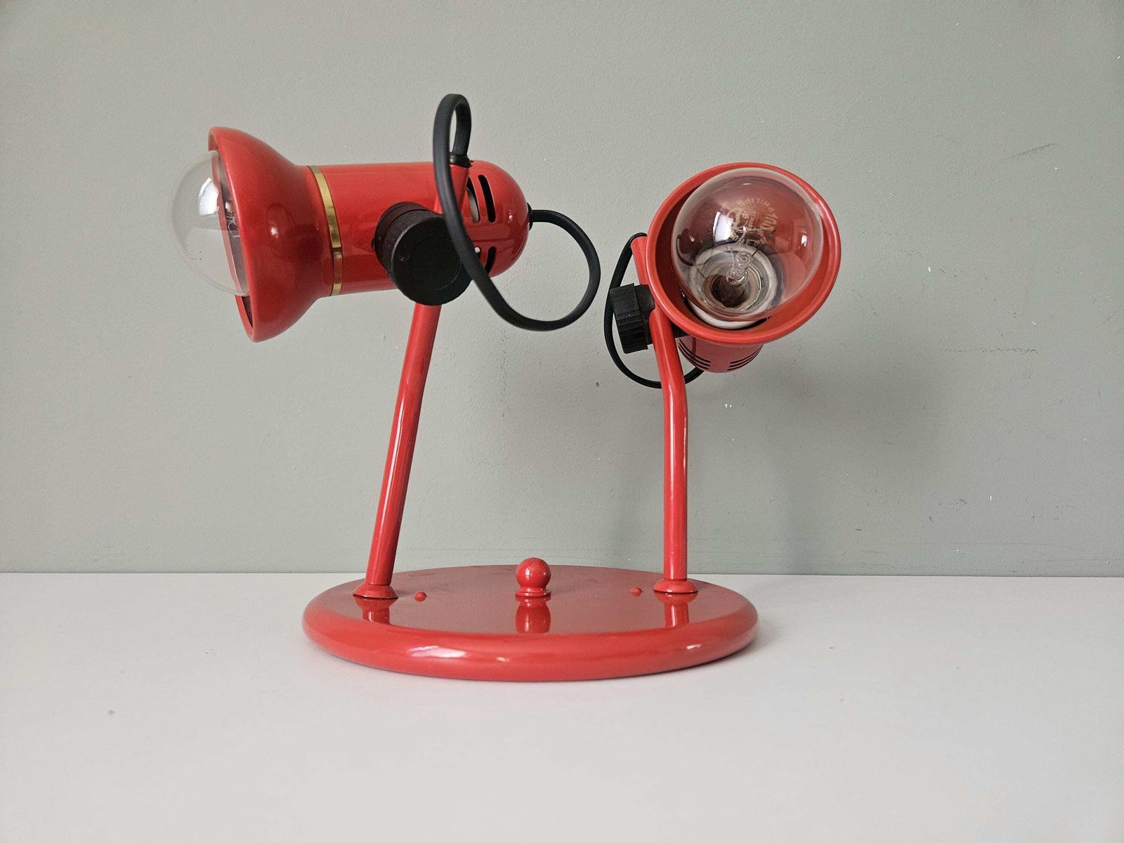 Vintage Red Double Spotlight Lamp: Mid Century Modern Ceiling/Wall Light photo vinterior