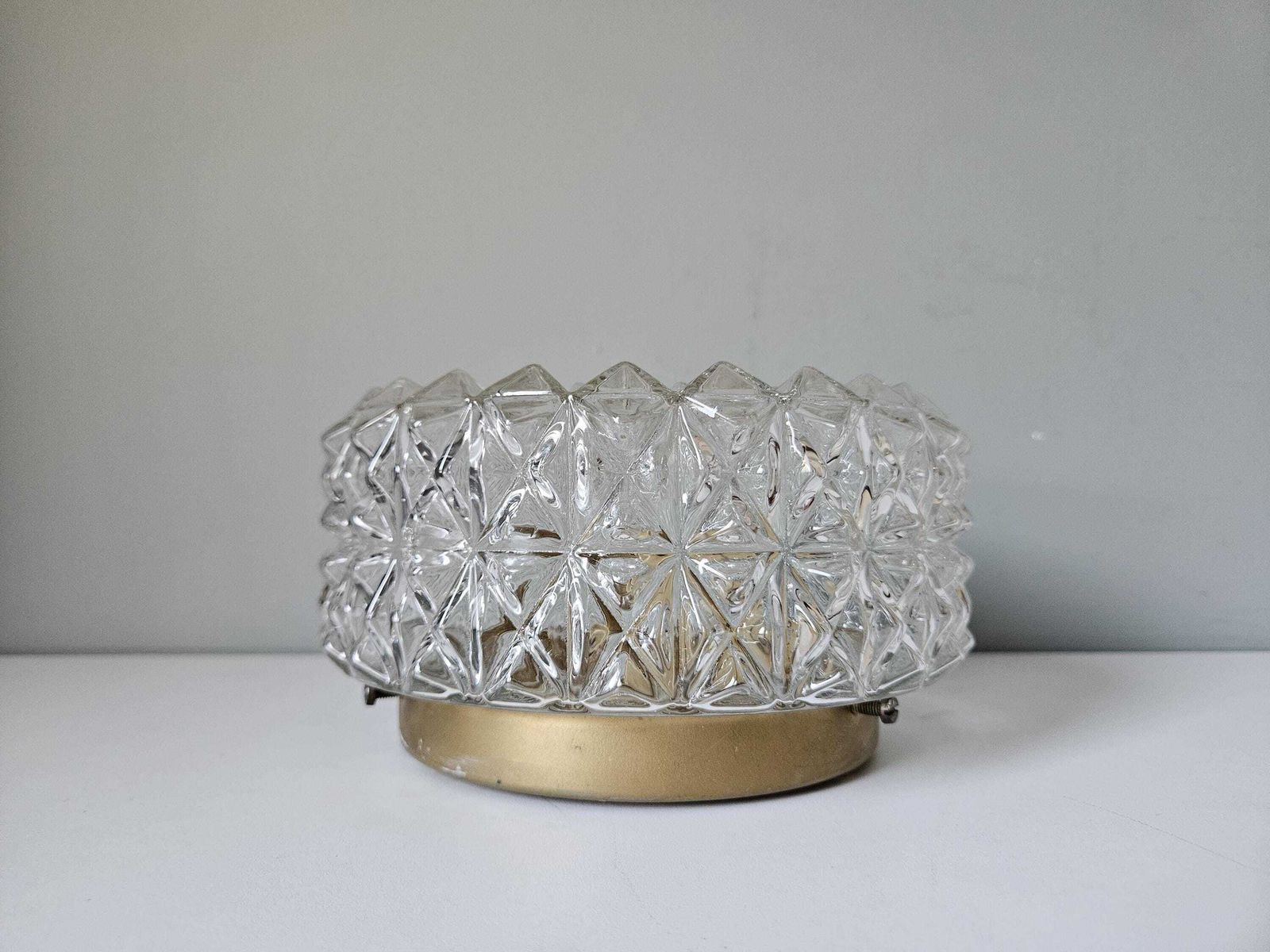 Small Vintage Flush Mount Ceiling Light, Crysta Glass Wall Lamp, Wall Sconce, Mid Century Modern Lamp, Yugoslavia 70s photo 113.0