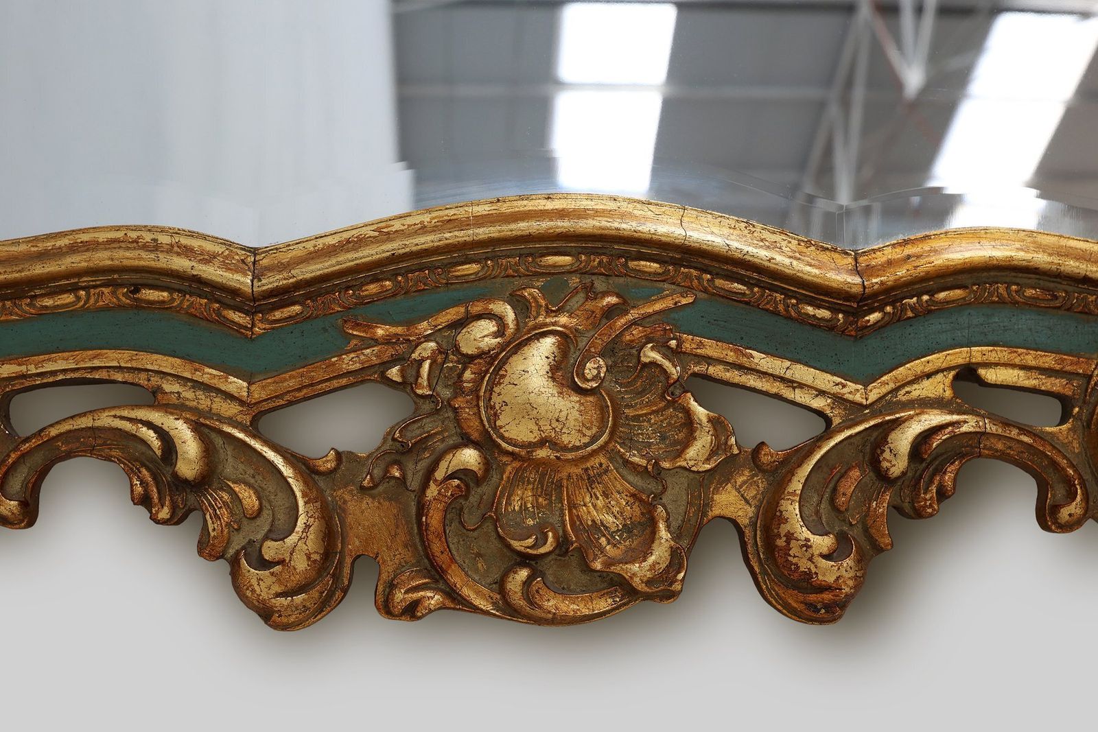 Belgian Louis XV Style Baroque Gilt Mirror With Knitter Duro Brevete Label, 1950s photo 1536.0