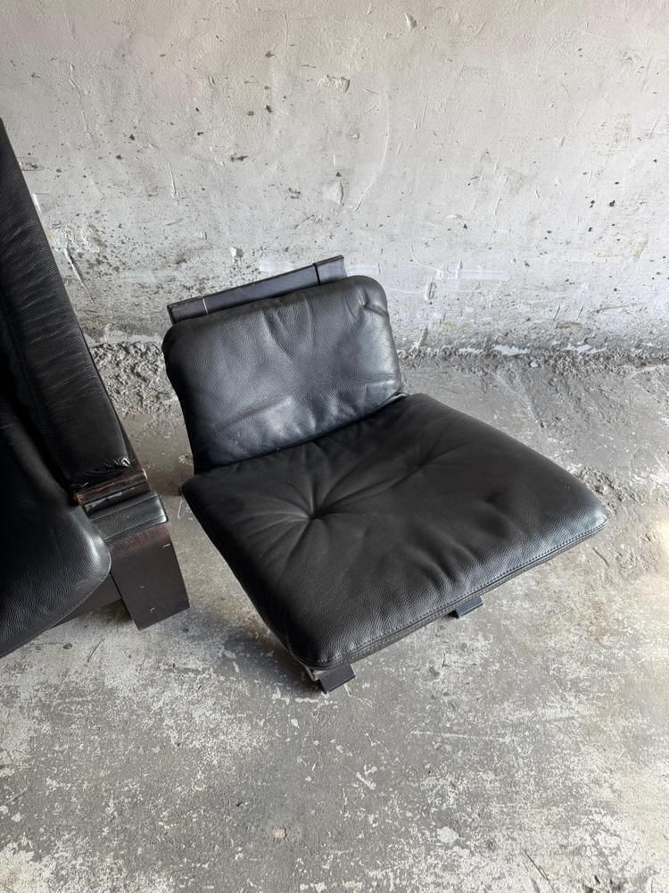 Set Of Vintage Scandinavian Leather Lounge Chair And Ottoman By åke Fribytter For Möbel photo for sale