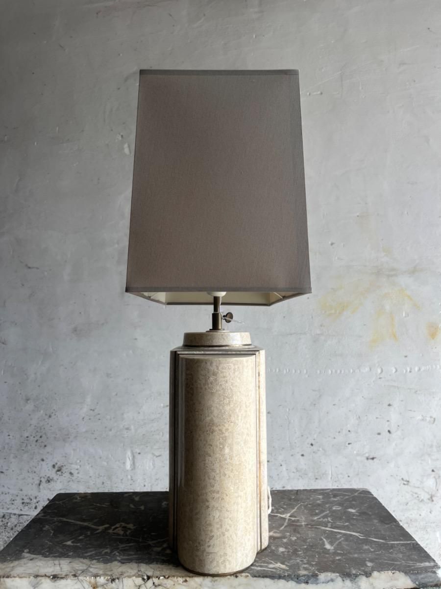 Architectural Table Lamps In Travertine And Brass In The Style Maison Jansen, 1970s, Set Of 2 photo vintage