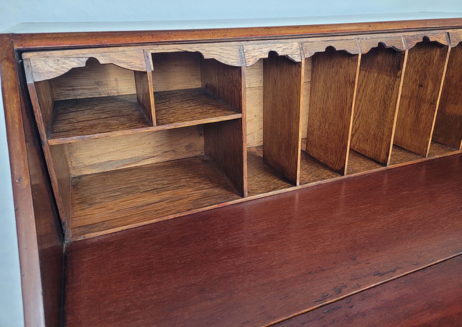 photo for sale Edwardian Writing Bureau Desk Key & Lock Shell Motif 1910 Delivery Available