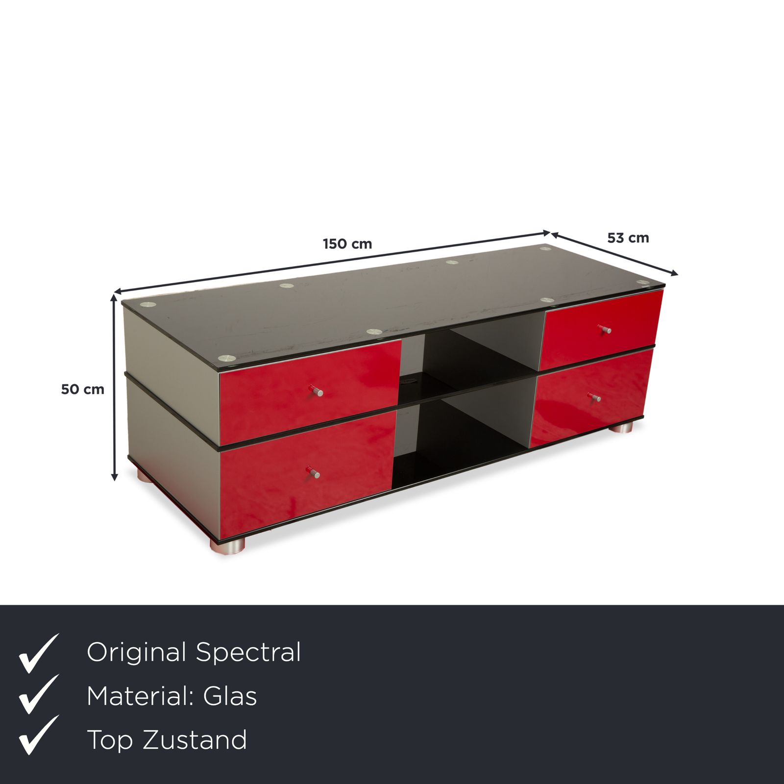 Spectral Cl 1552 Glass Sideboard Red Hifi photo furniture