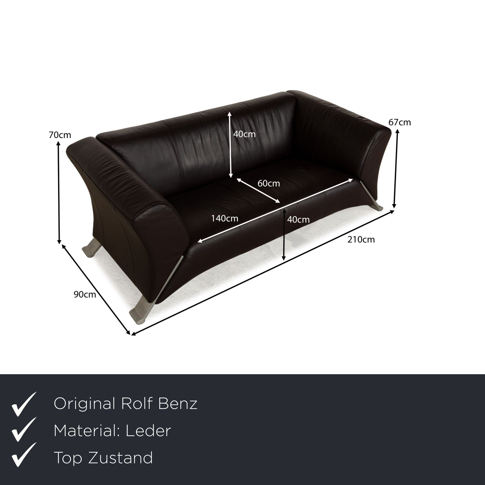 Canapé 3 places Rolf Benz 322 en cuir brun rouge photo furniture