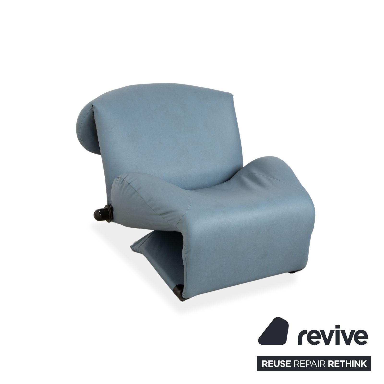 Cassina Wink Fauteuil, Veganistisch Leer, Blauwgrijs, Handmatige Functie, Opnieuw Bekleed photo Meubels