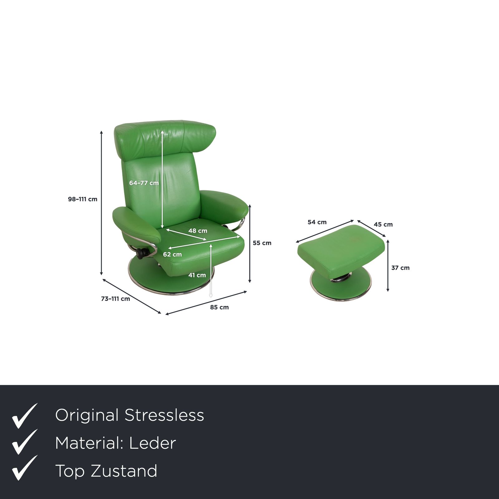 Fauteuil Stressless Jazz en cuir vert, fonction relaxation photo furniture