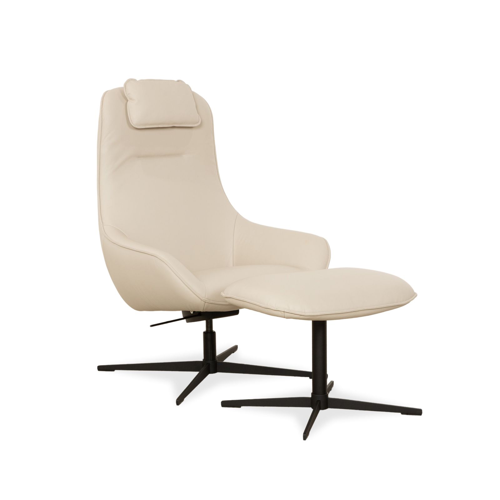 Fauteuil Rolf Benz Meg en cuir beige, fonction manuelle