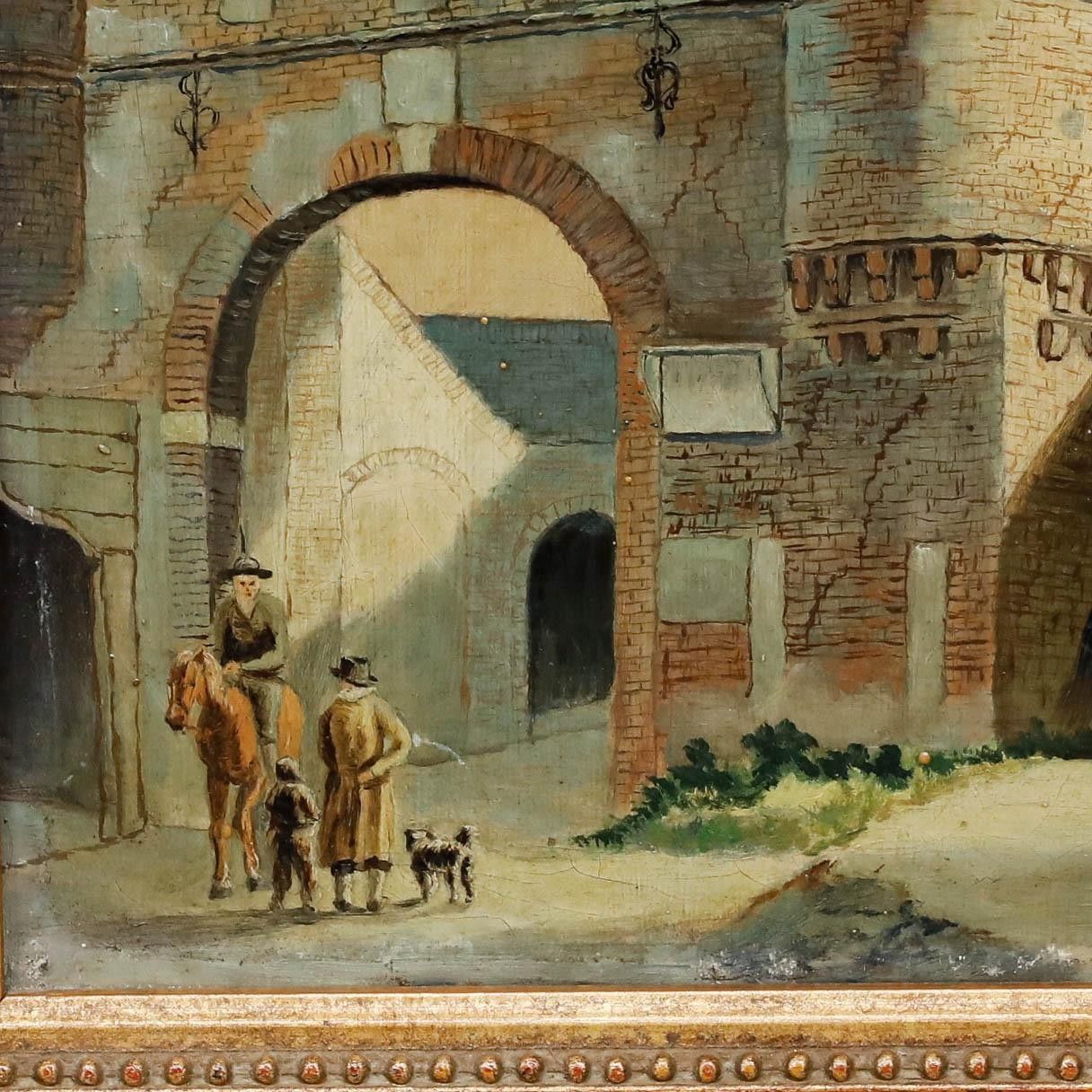 Hasman Framed Late 19th Century Oil, The City Gates photo Art