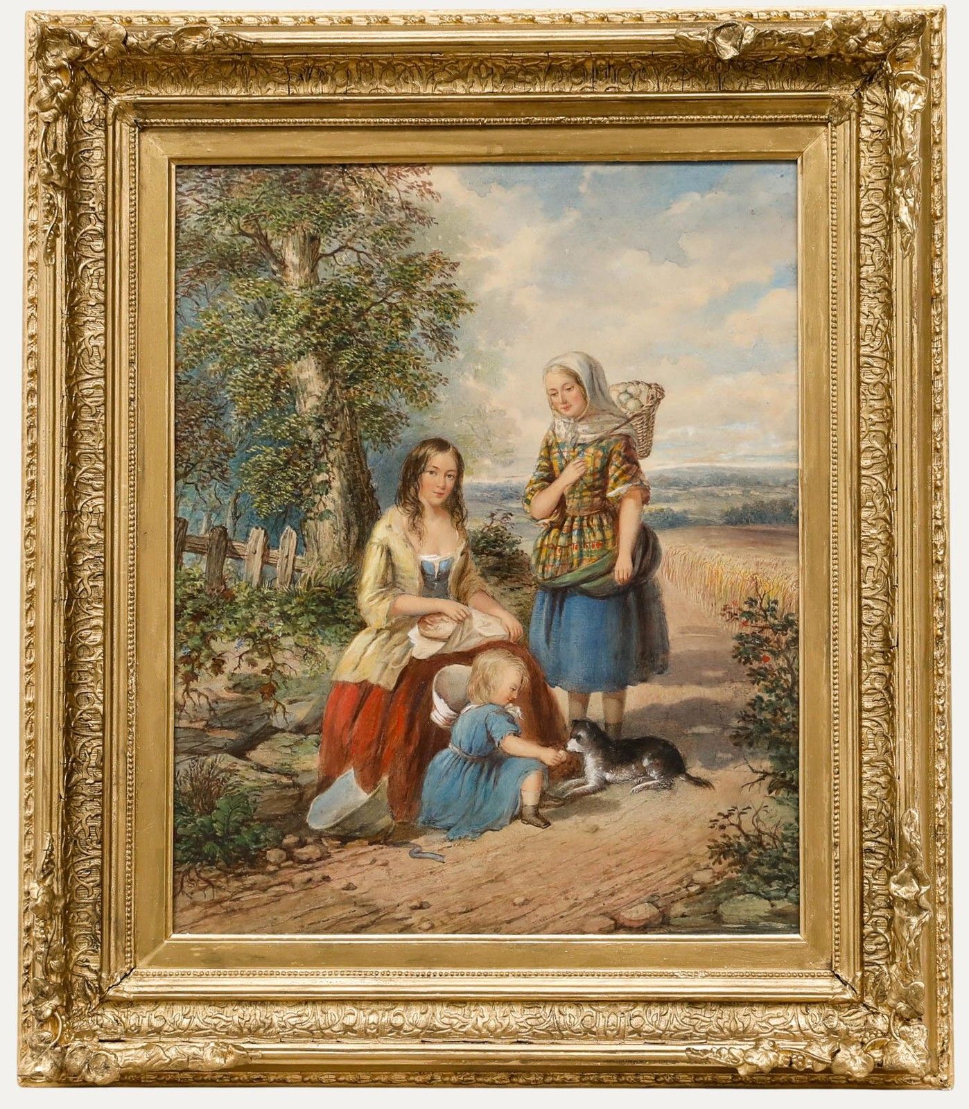 Circle Of Thomas Faed 19th Century Watercolour, Harvest Picnic