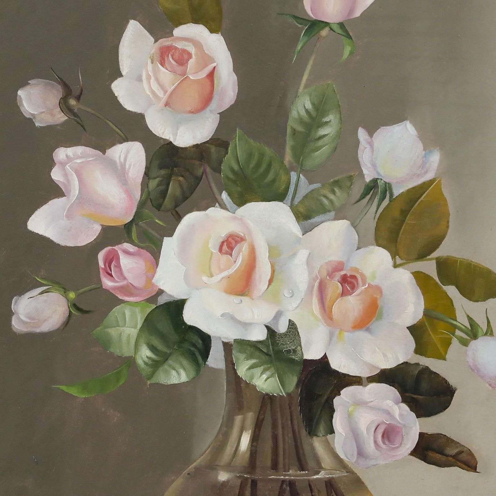 Alexander Wilson Framed Mid 20th Century Oil, Vase Of Roses photo Art