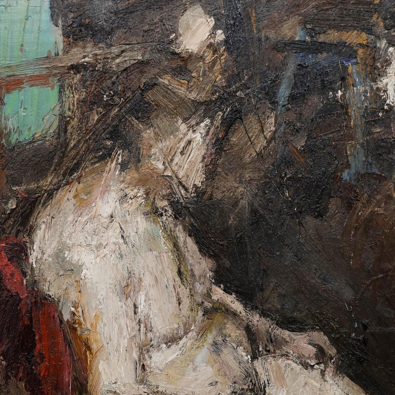 Trevor Jeavons 20th Century Oil, Seated Nude photo Art