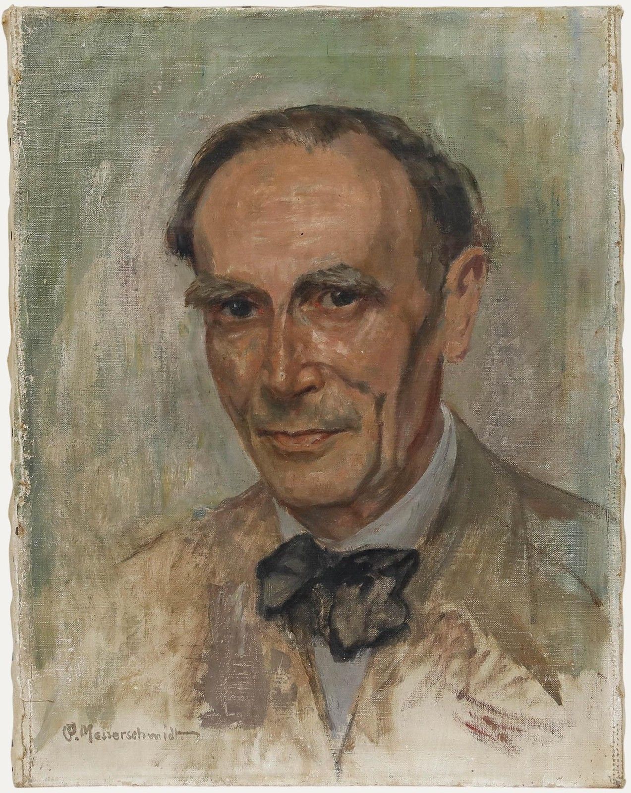 Kurt Messerschmidt Early 20th Century Oil, Bow Tie Ready