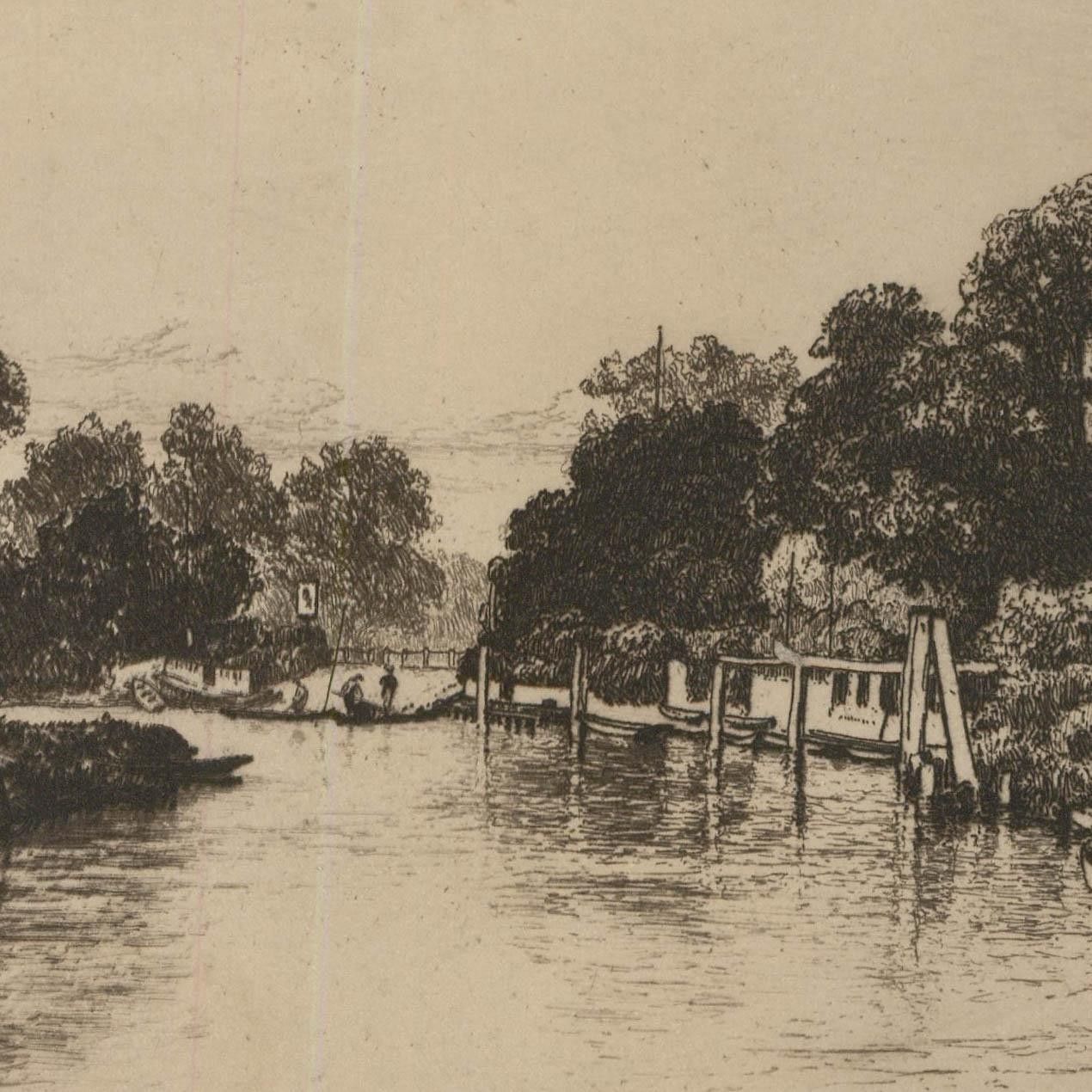 John Fullwood Rba (1854 1931) Early 20th Century Etching, Halliford Bend photo for sale