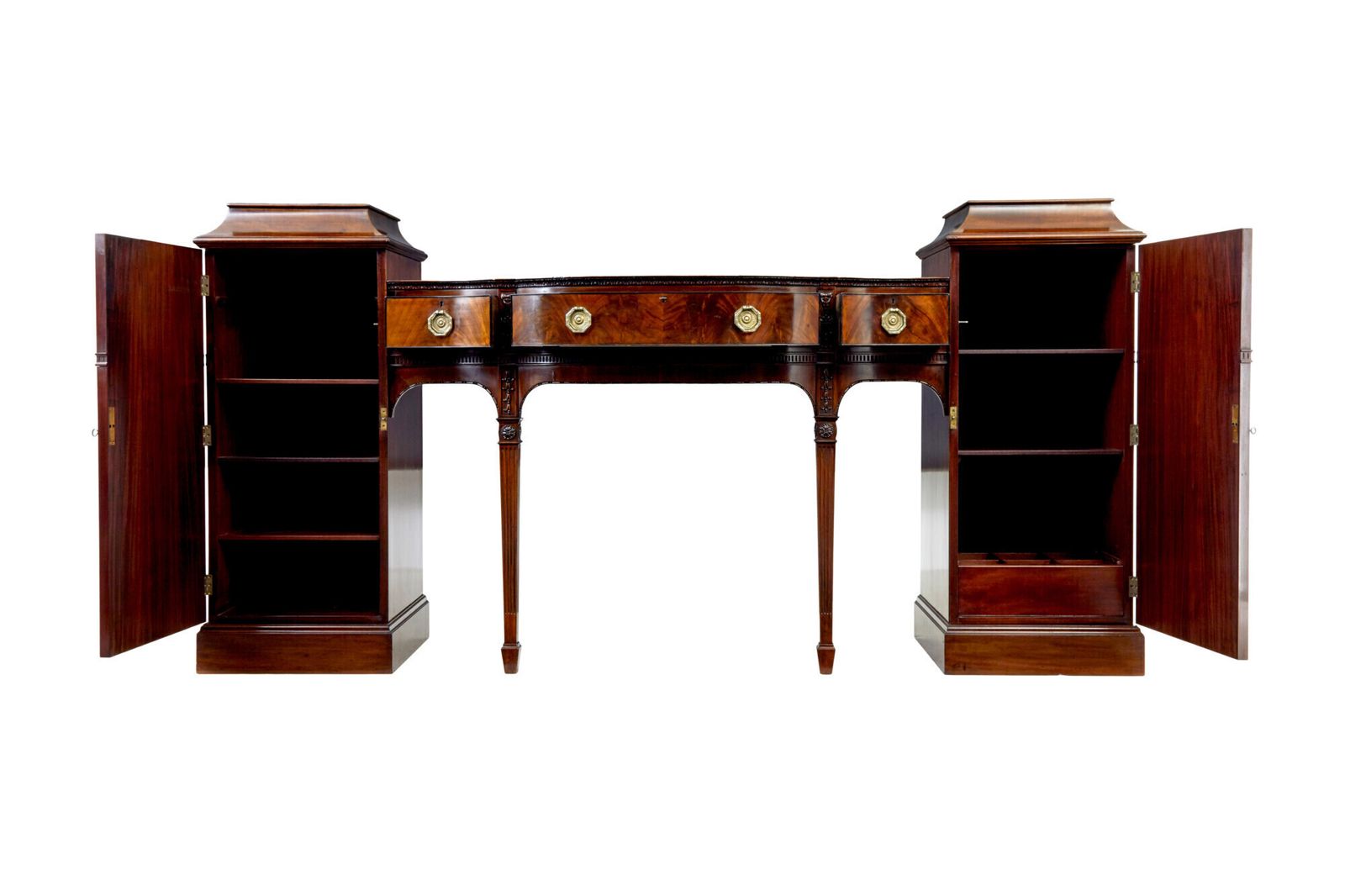 photo for sale 19th Century Adams Revival Carved Mahogany Pedestal Sideboard