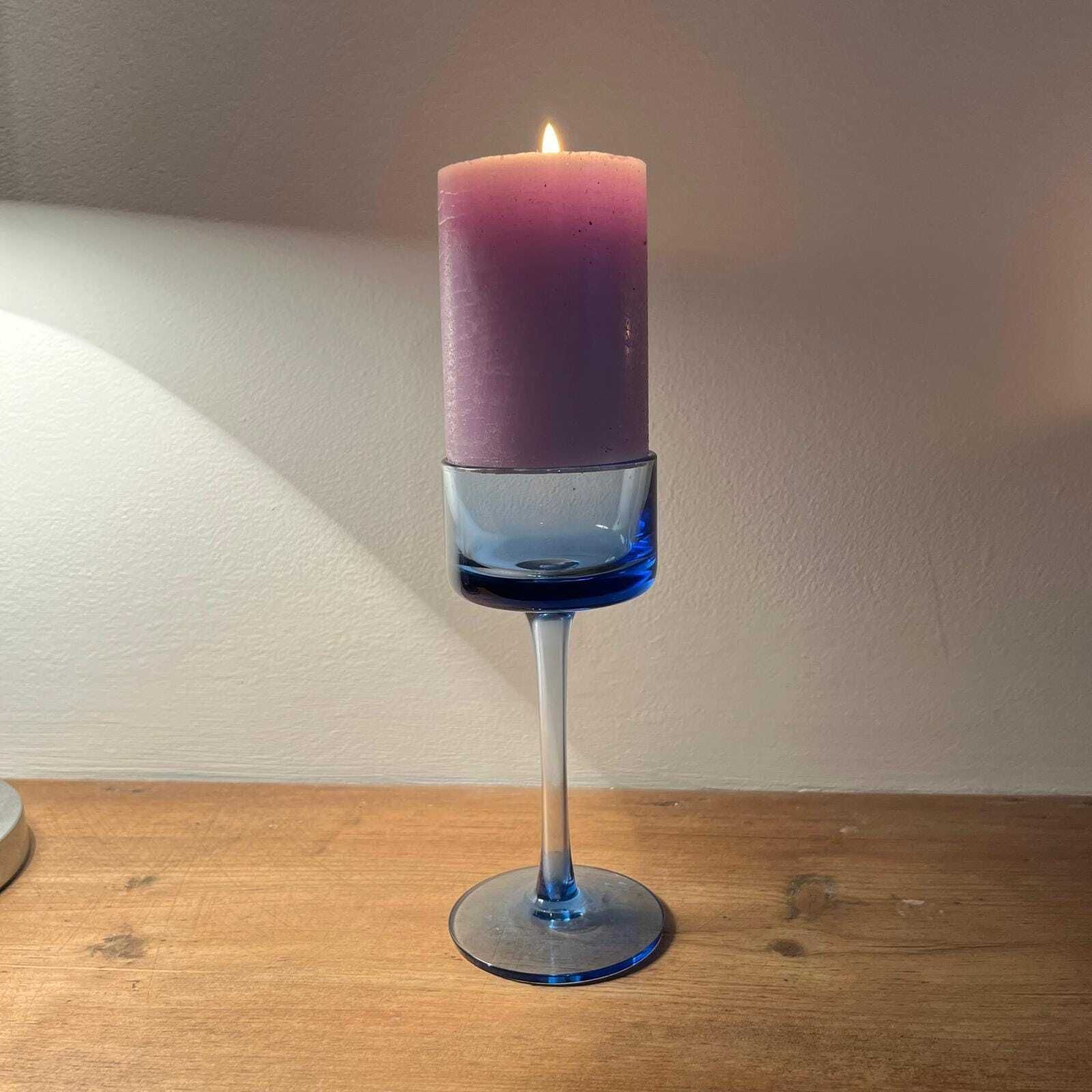 Wedgewood Sheringham Vintage Blue Glass Candle Stick Holder photo buy