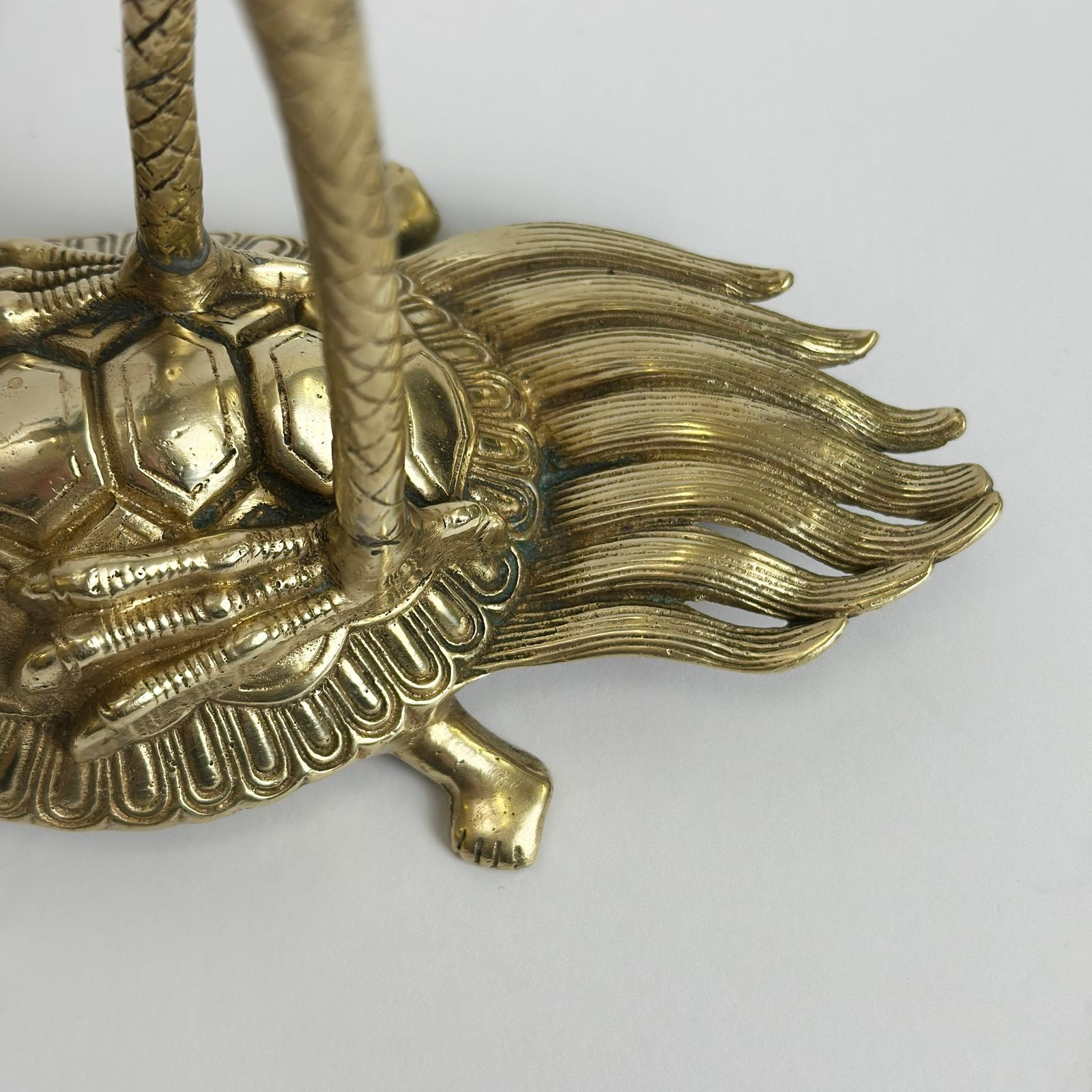 Brass Crane And Turtle Sculptures, Japanese Mid Century Pair, 1950s photo vintage
