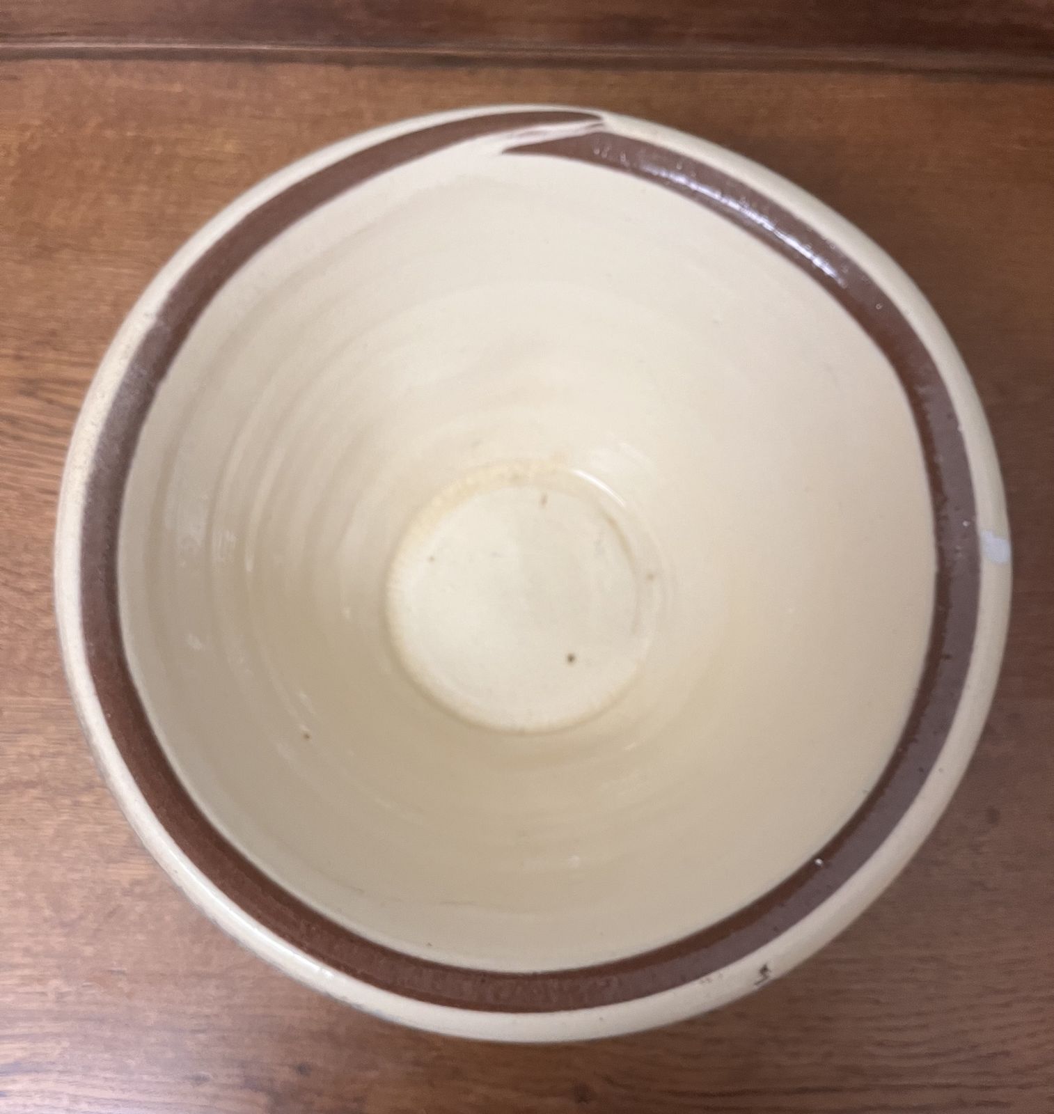 Antique Semi Glazed Dairy Bowl photo vintage