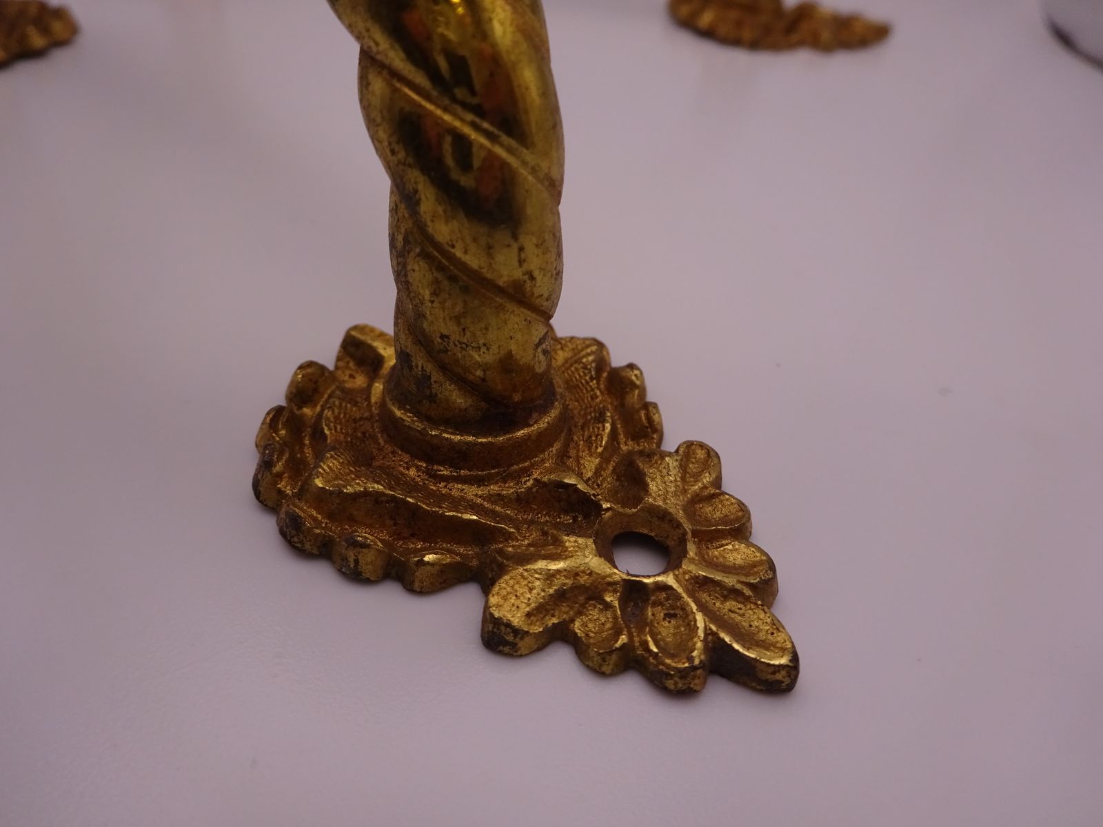 Pair Of Reclaimed Antique Brass Door Pulls, Rope Twist Handle And Leaf Backplate photo Home Fixtures